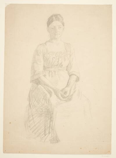 Kunstnerens hustru sidder model til portræt af fru Thora Karl Madsen til maleriet: Faaborgmuseets Indvielse (1910-11)