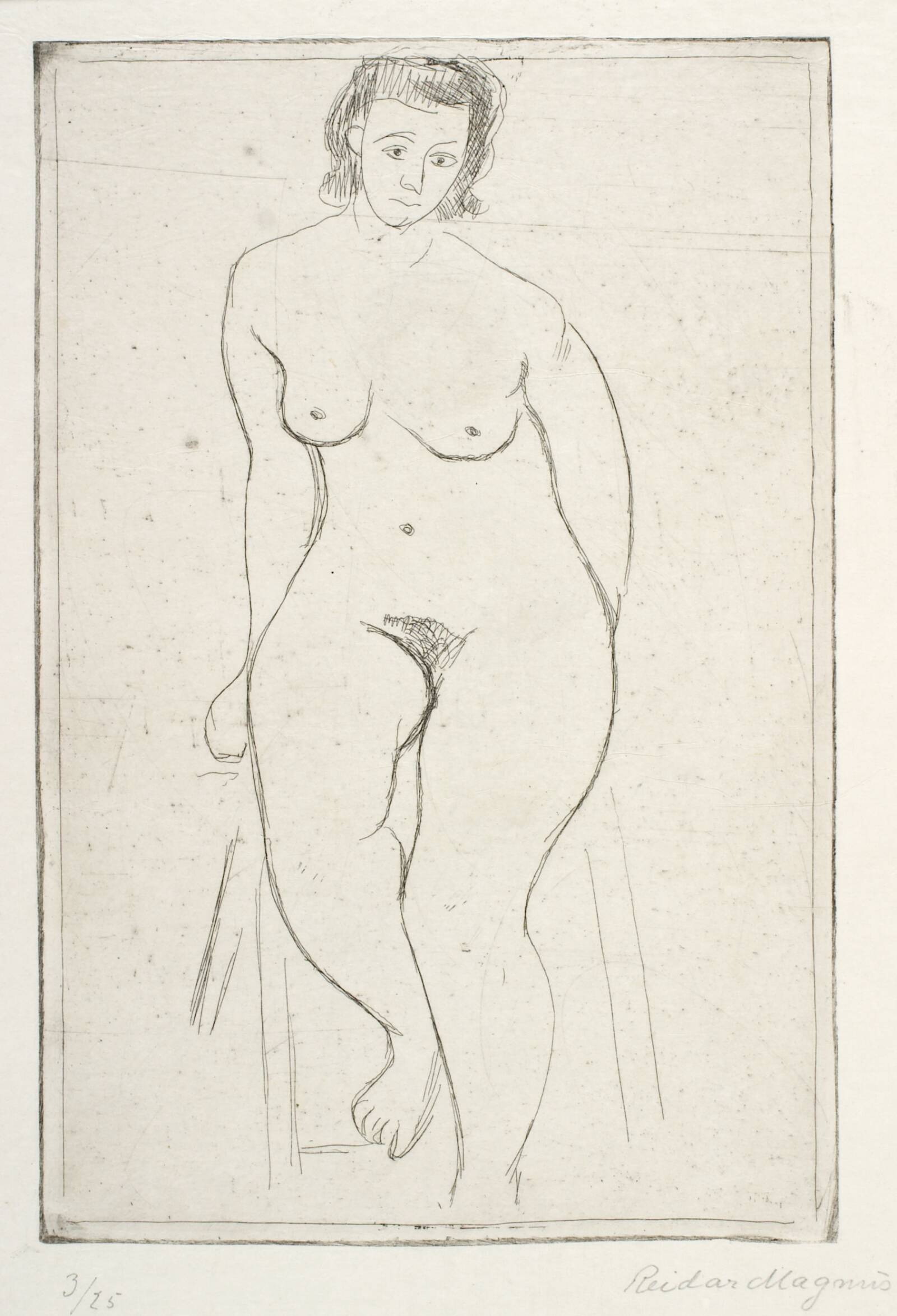 Siddende model på taburet, Reidar Magnus, 1938