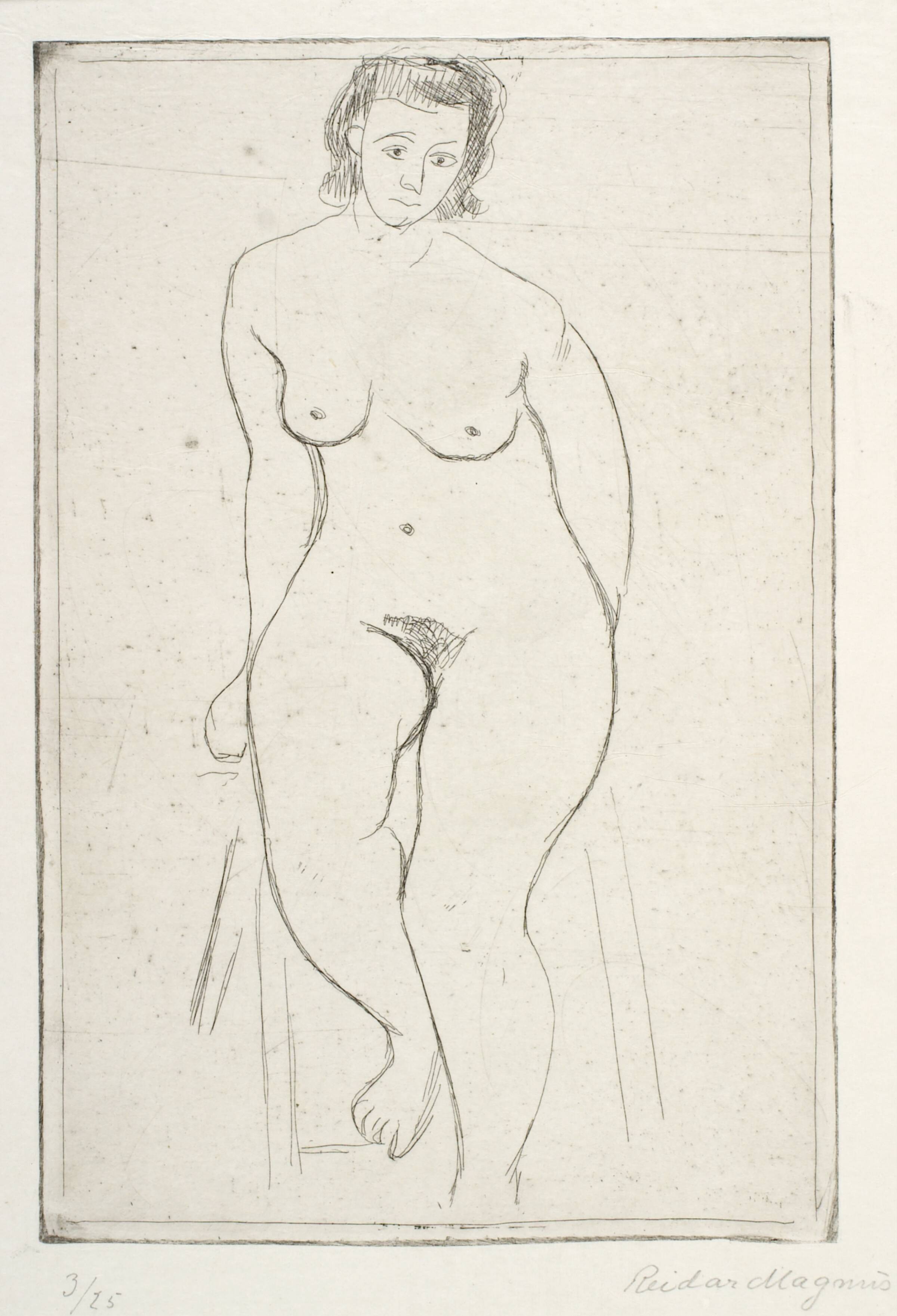 Siddende model på taburet, Reidar Magnus, 1938