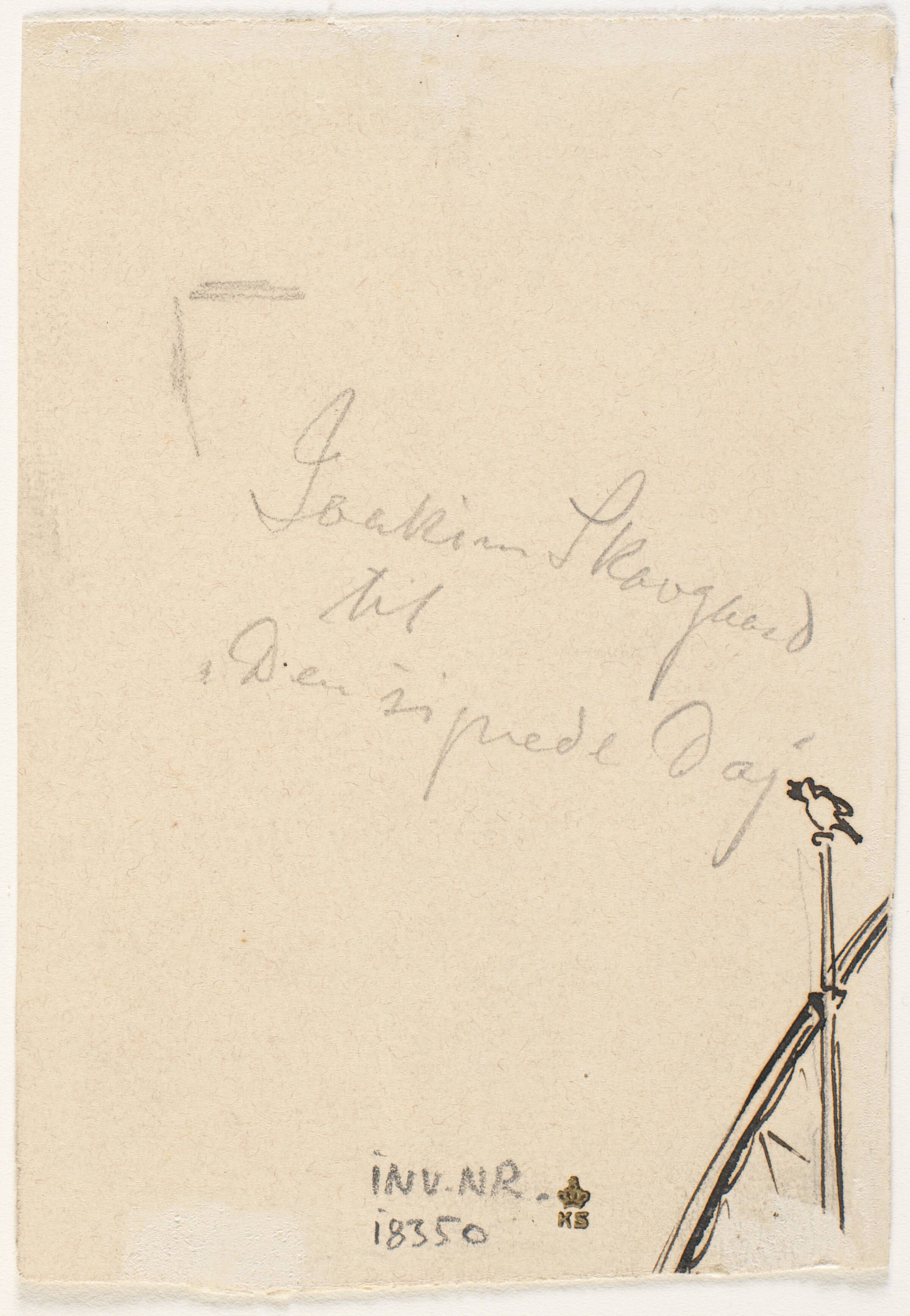 top af mast med fugle og skrå rå, Joakim Skovgaard, 1885