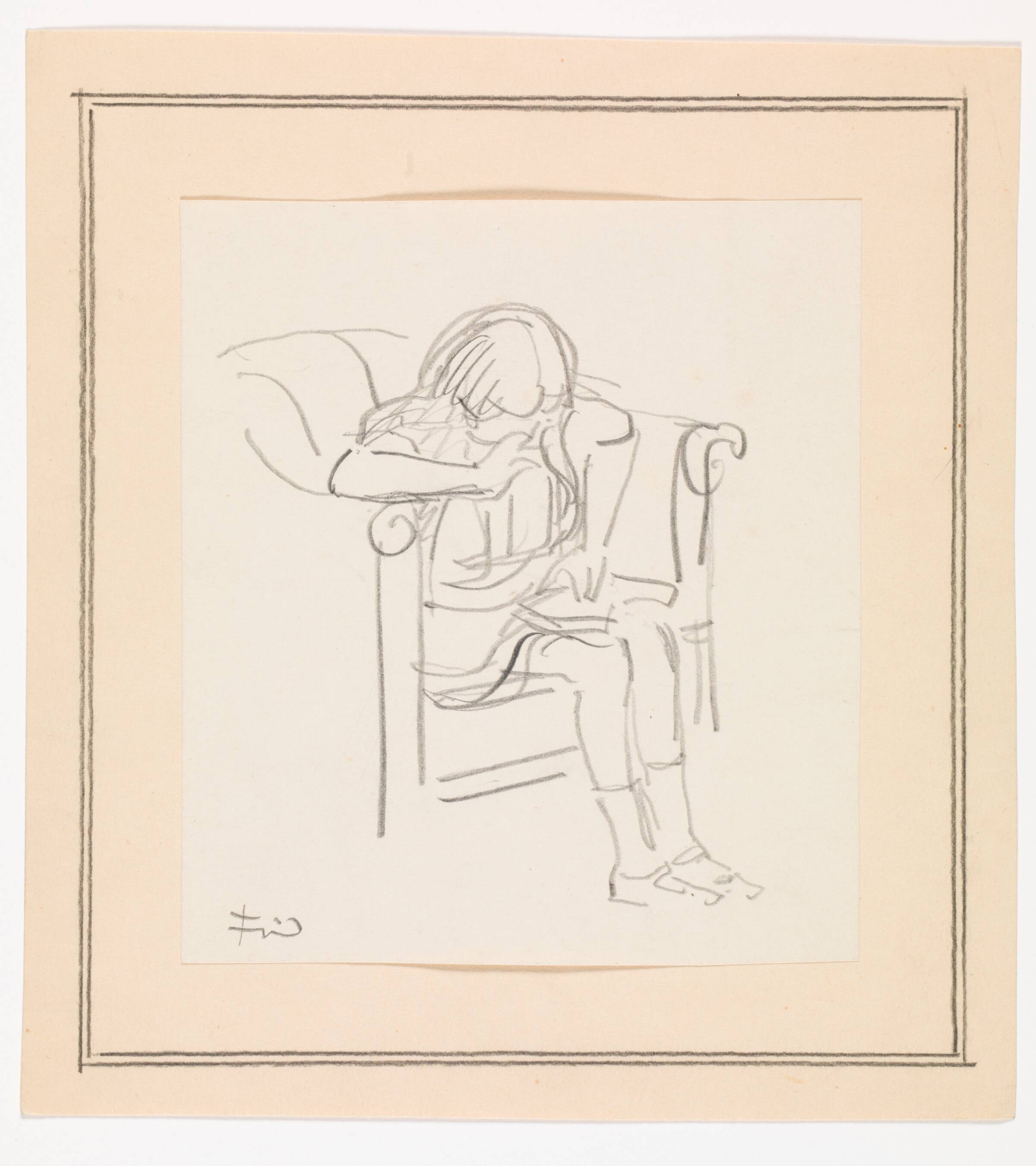 Pige der sidder i en stol og læser, Ludvig Find, 1869-1945
