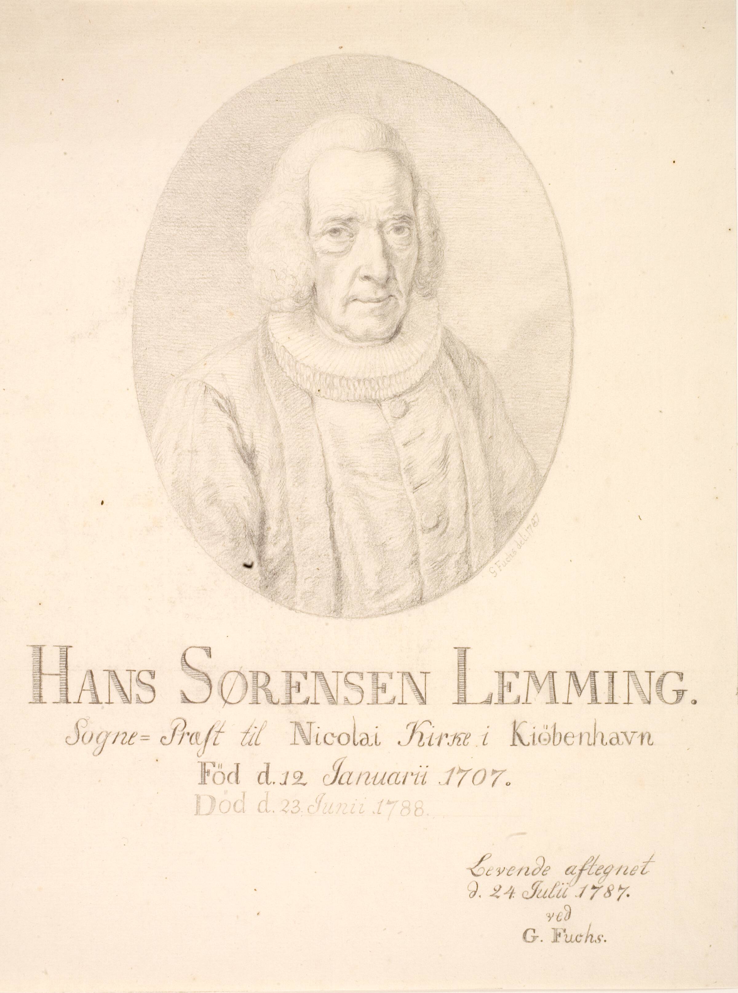 Portræt af Hans Sørensen Lemming, Georg Mathias Fuchs, 1787