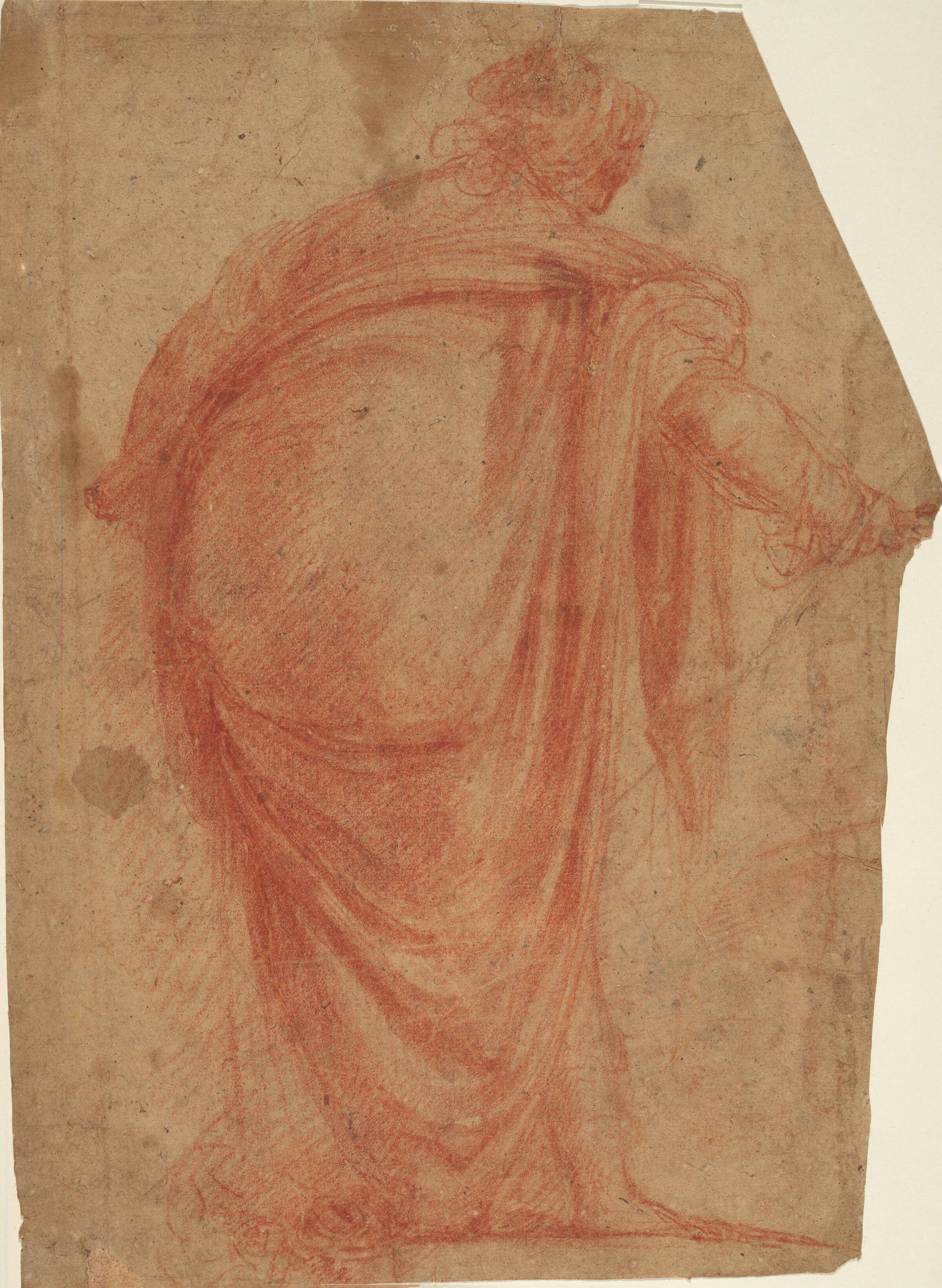 Svært draperet kvinde set bagfra, Francesco Montelatici, 1601-1661