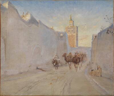 Gade med kameler i Tunis