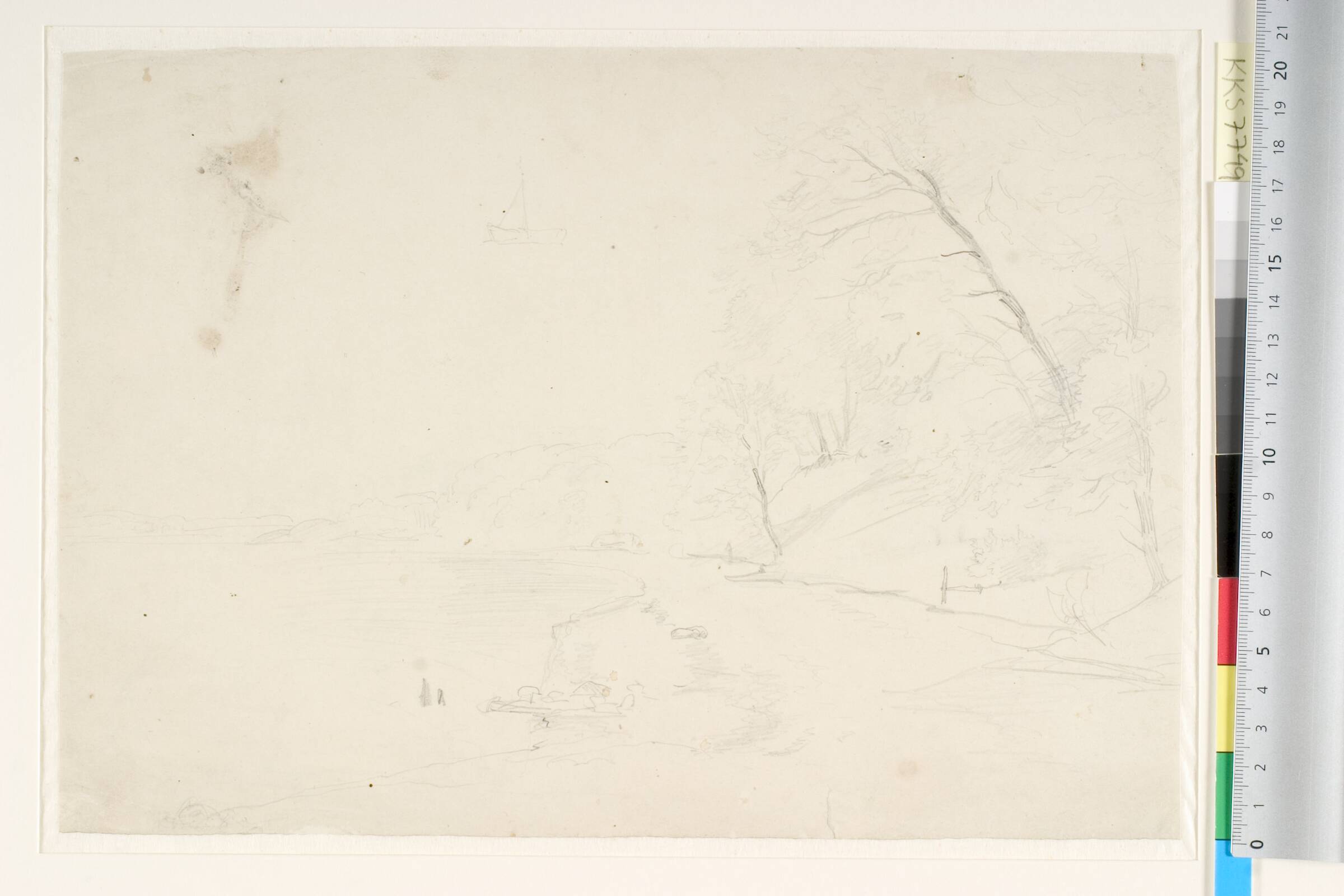 Strandparti med træbevoksede skrænter, Dankvart Dreyer, 1816-1852