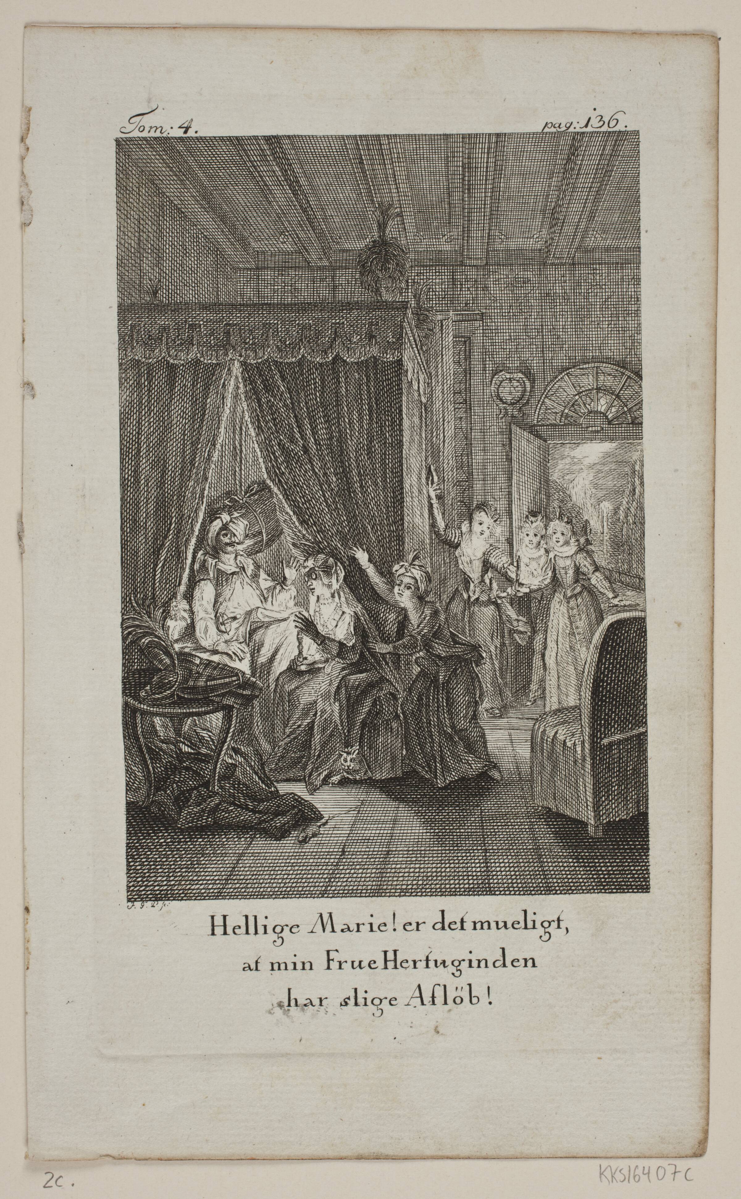 Illustration til Cervantes "Don Quijote", bind 4, p. 136, J.G. Preisler, 1776-1777
