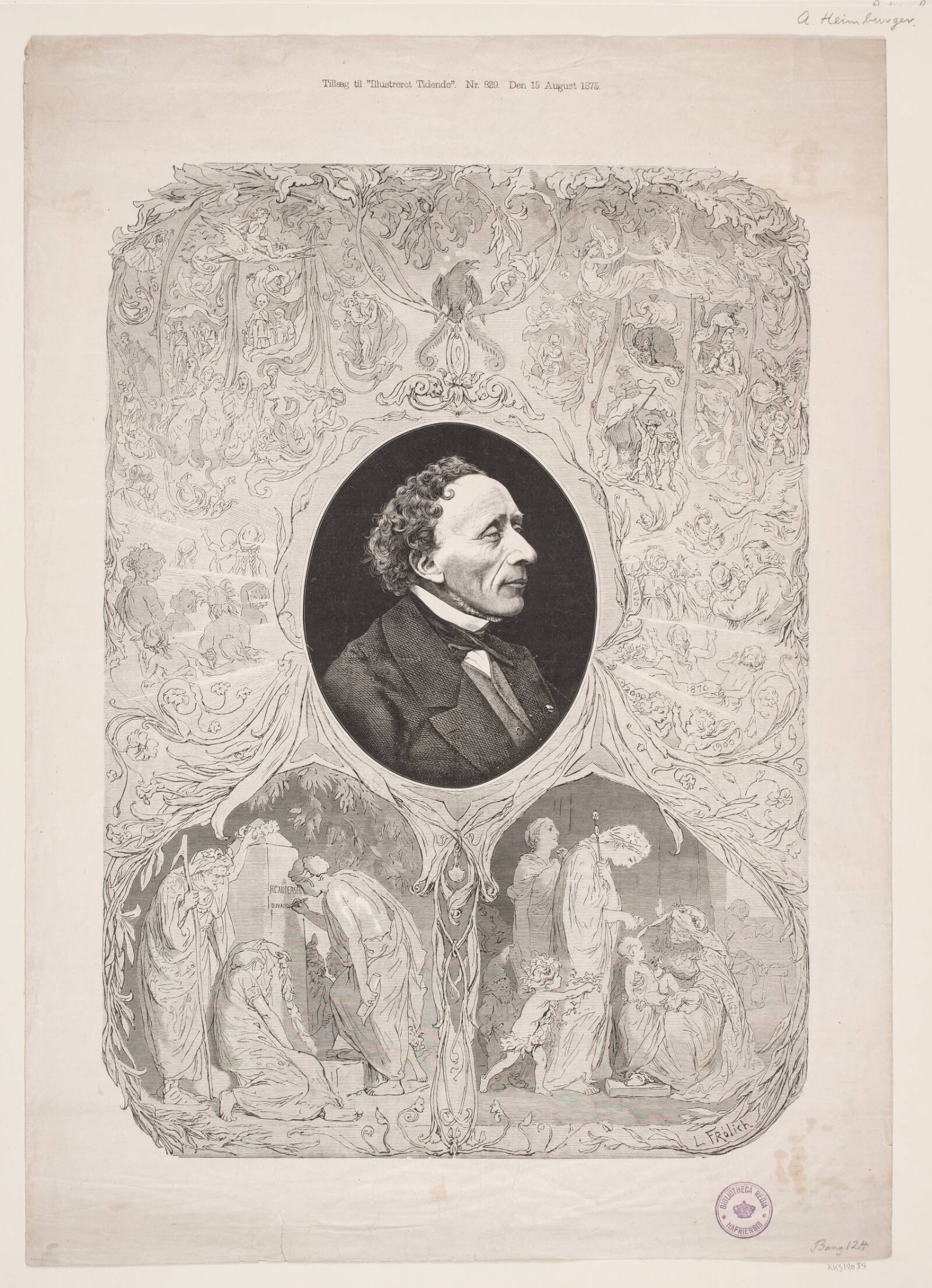 H. C. Andersen. Mindeblad, August Edward Adolf Heimburger, 1854-1923