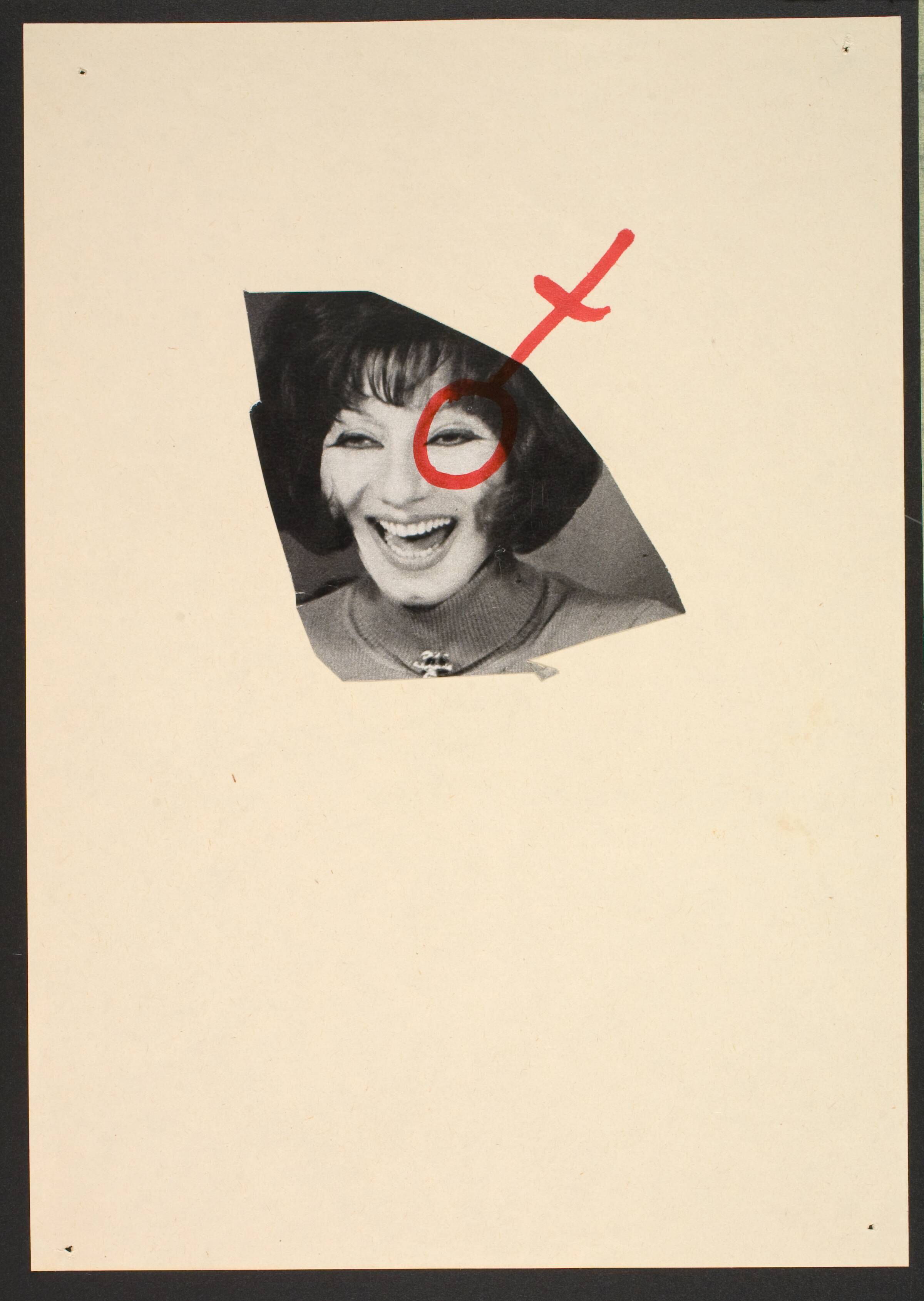 Udklip på papir med kvindetegnet, Lene Adler Petersen, 1974