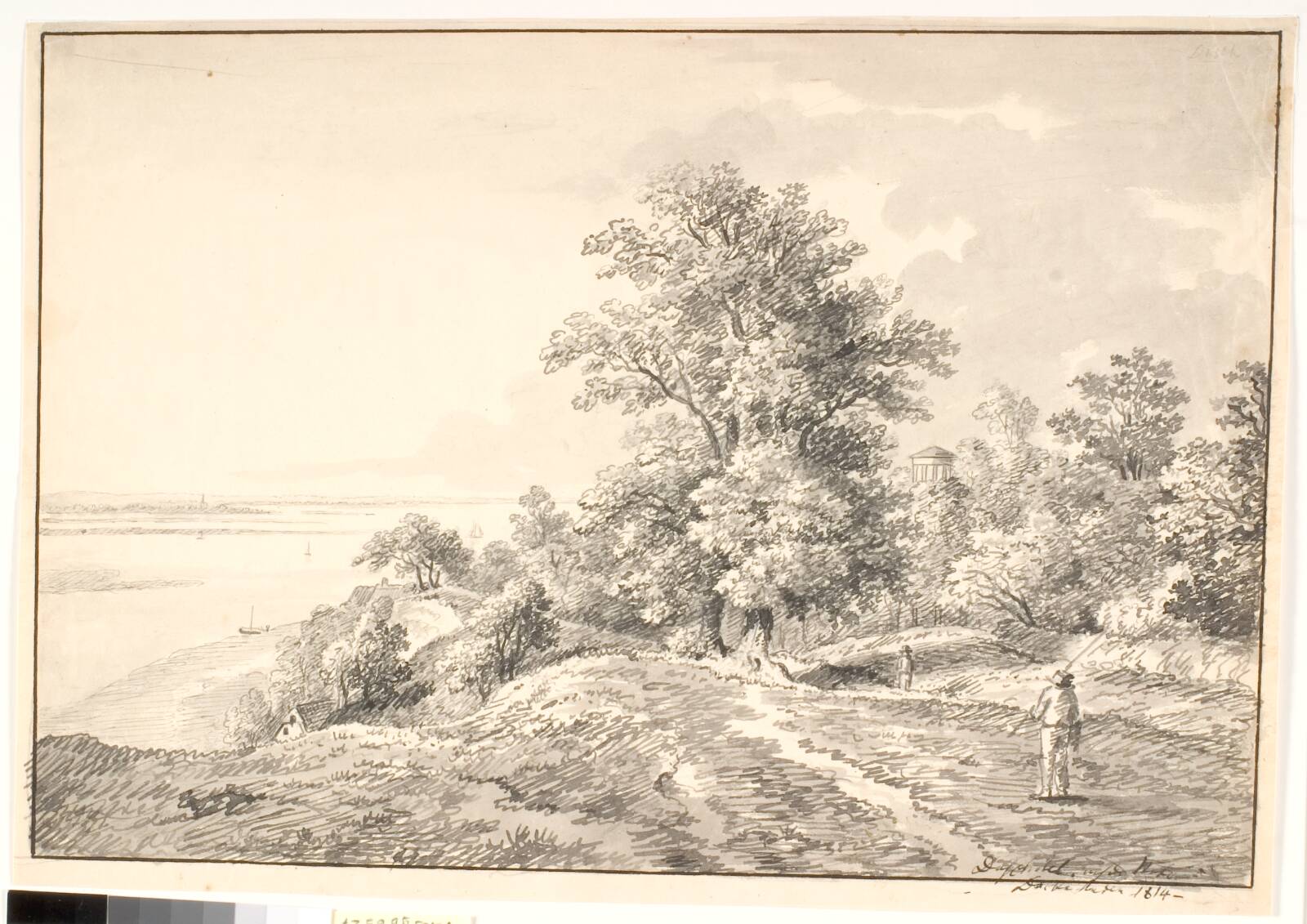 Park med lille tempel ved Elben. Buxtehude, by Anton Carl Dusch, 1814