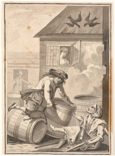 Jens Blok og Gunild. Illustration til Ludvig Holberg: Peder Paars 1772. (2. bog, 3. sang)