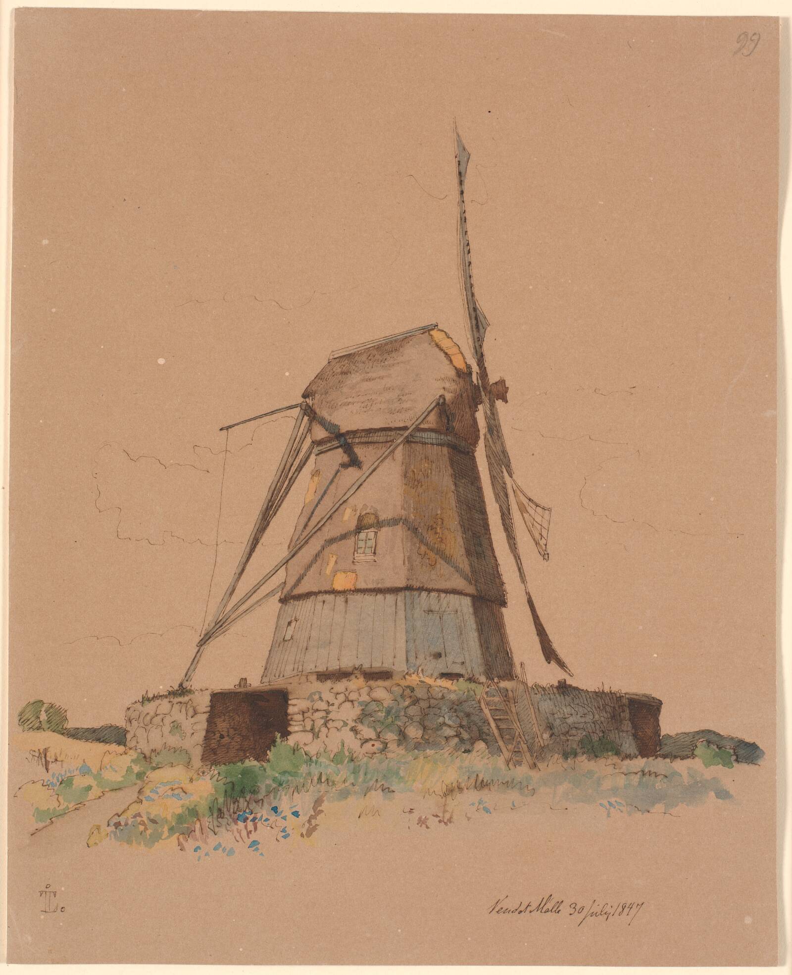 Vendet Mølle ved Dortheaslyst, Johan Thomas Lundbye, 1847