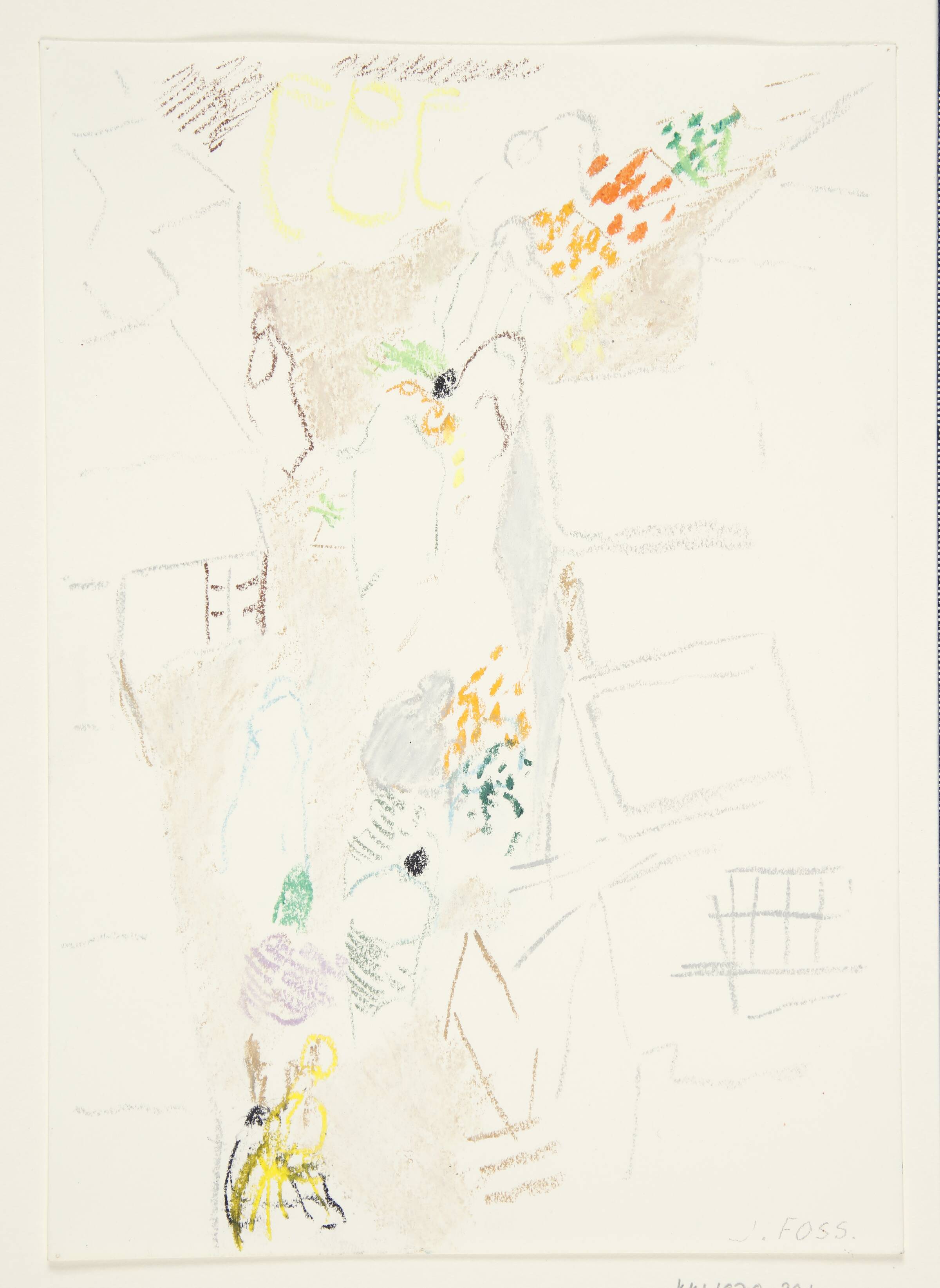 Gade med figurer, set ovenfra., Johanne Foss, 1954-1970