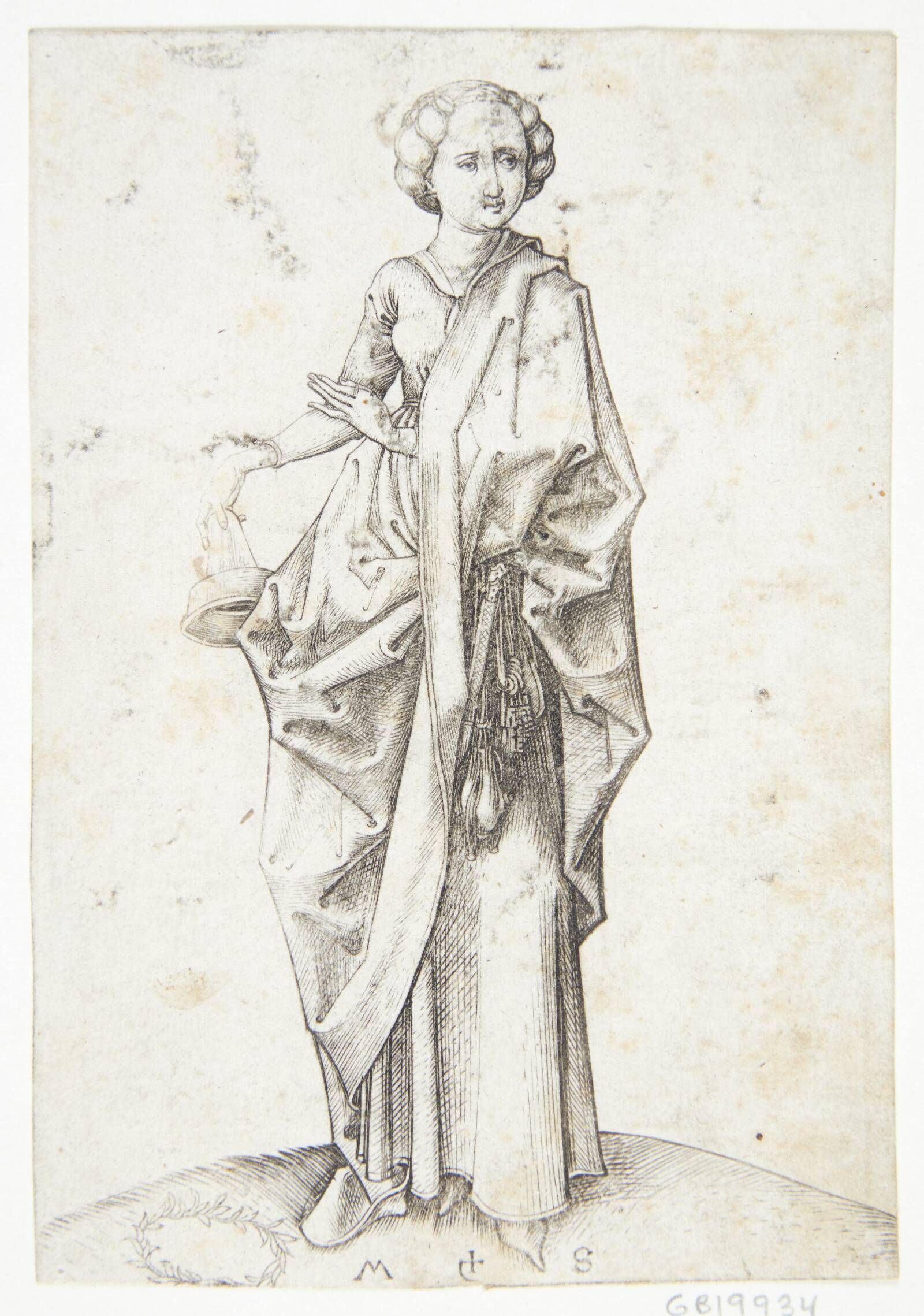 Den fjerde uforstandige jomfru, Martin Schongauer, 1430-1491