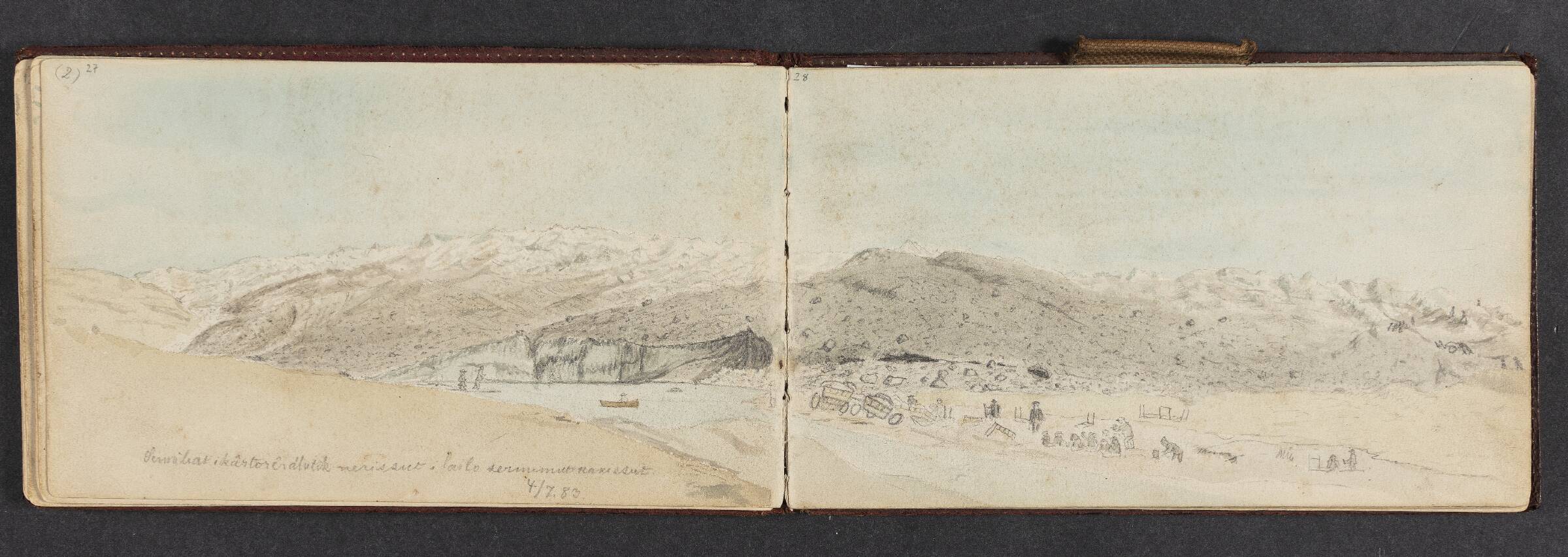 Fjeldlandskab med figurer, Lars Møller, 1883