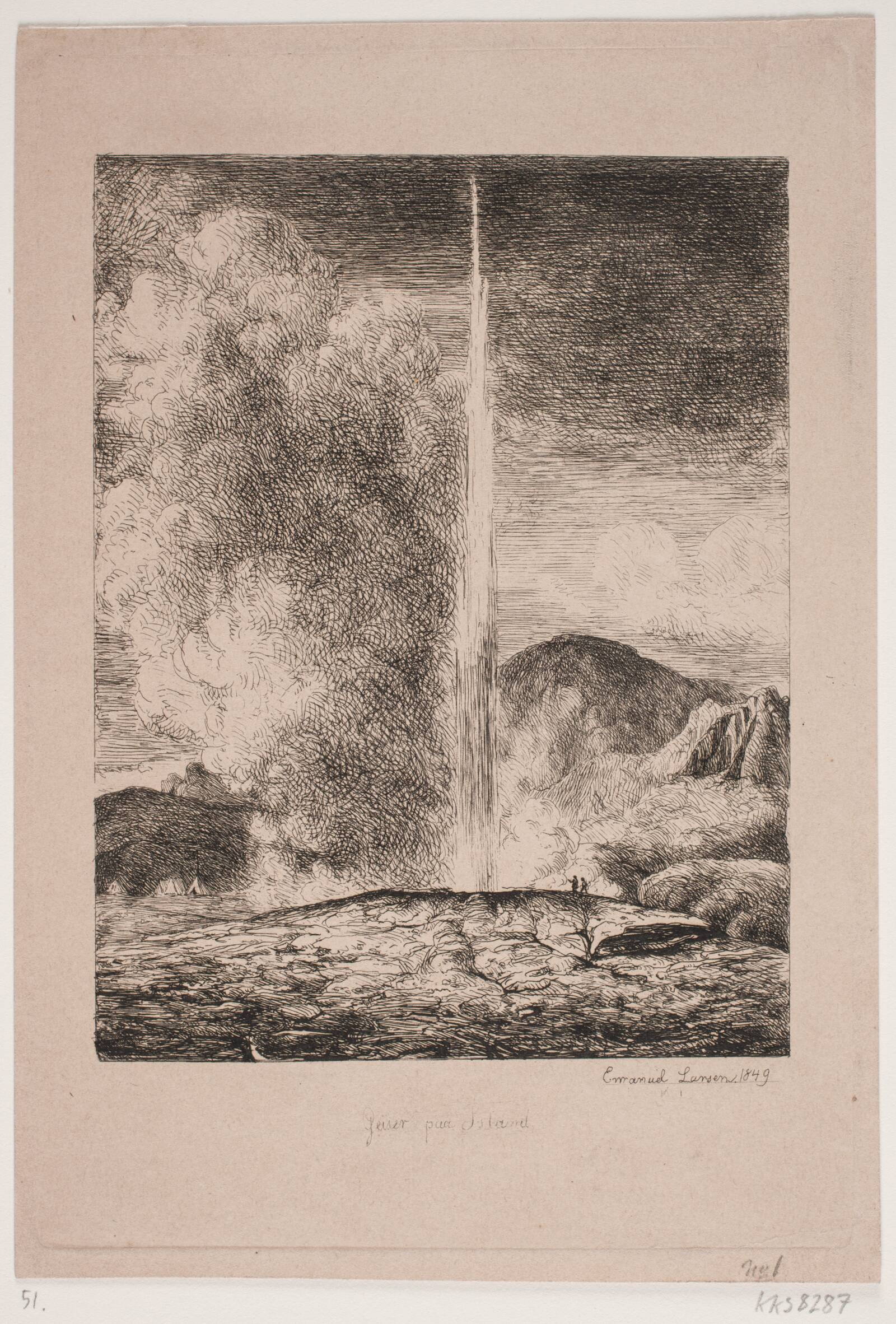 Geiser på Island, Emanuel Larsen, 1849