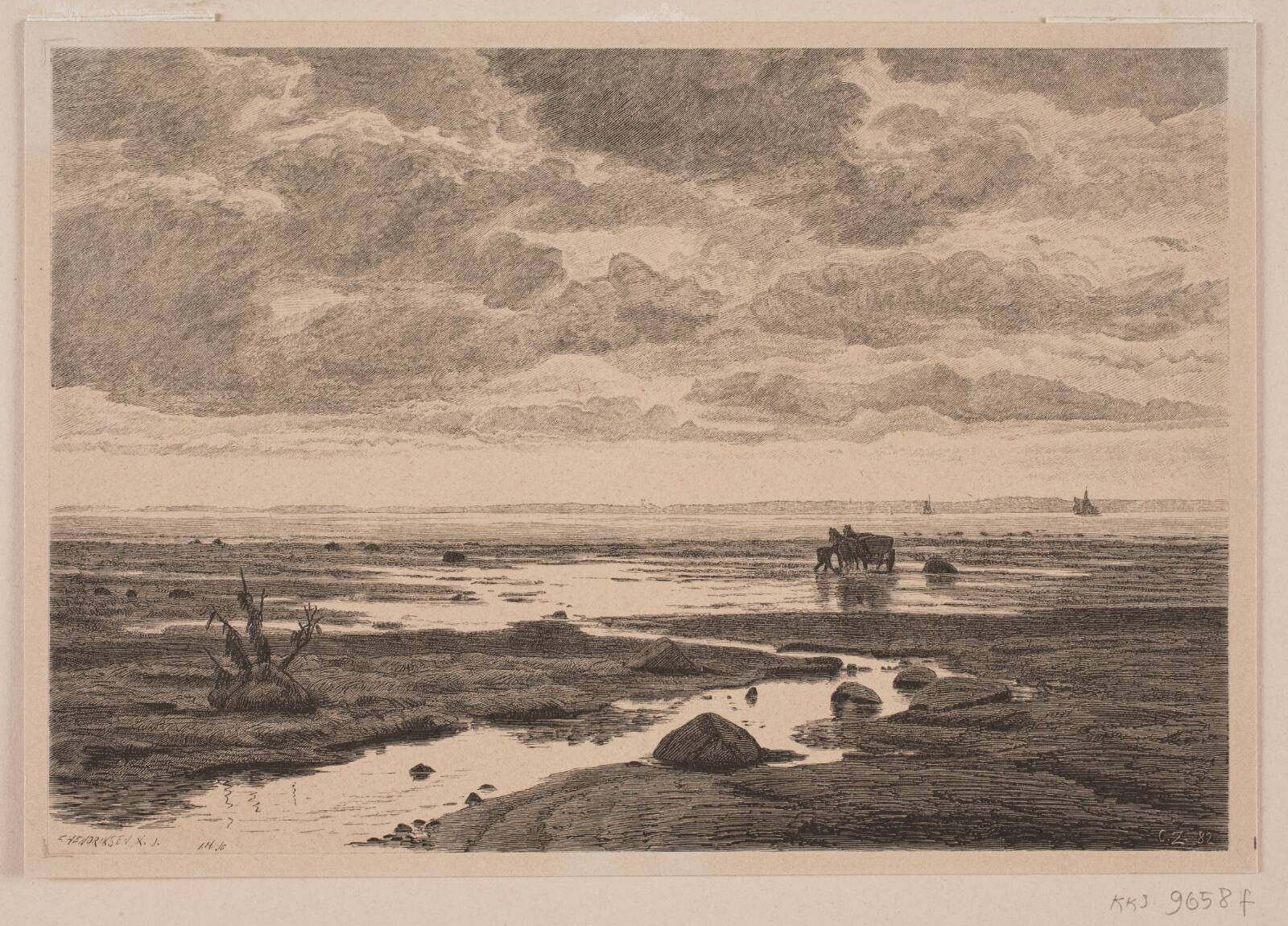 Åens udløb i stranden, J. Hildebrand, 1883