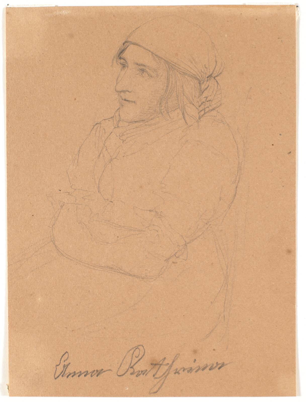 Siddende kone. Profil til venstre, by Wilhelm Bendz, 1831