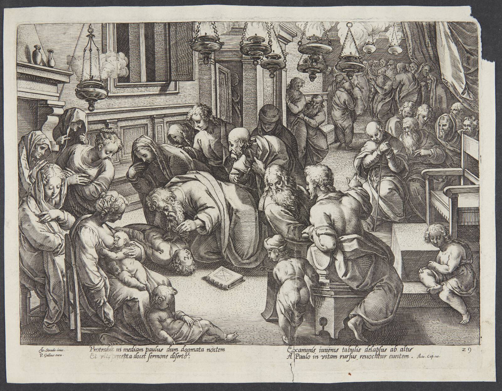 Paulus vækker Eutykus til live, Hendrick Goltzius, 1582