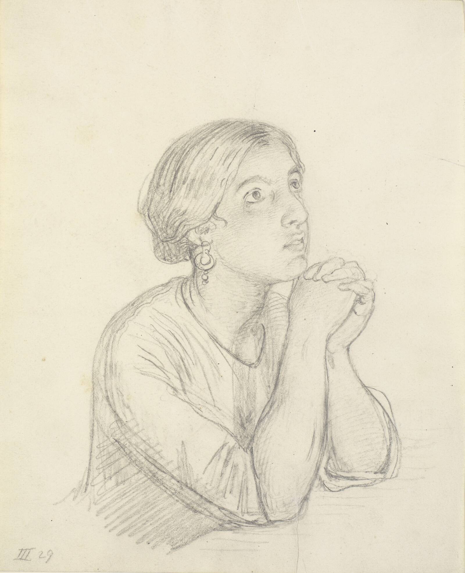 Bedende italienerinde, brystbillede, Wilhelm Marstrand, 1810-1873