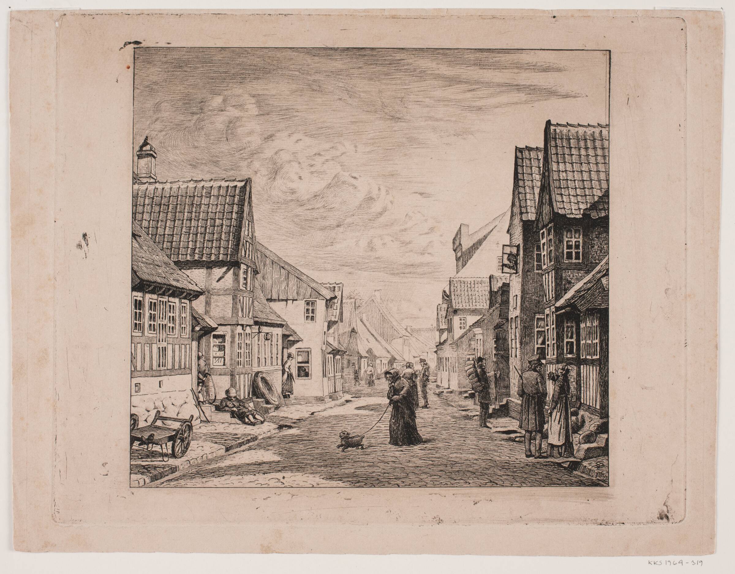 En købstadsgade, Pietro Købke Krohn, 1840-1905