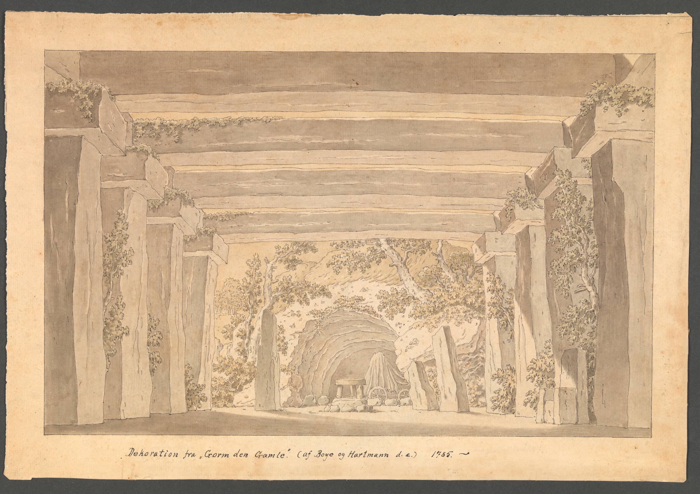 Scene fra "Gorm den Gamle" af Boye og Hartmann, Thomas Bruun, 1785