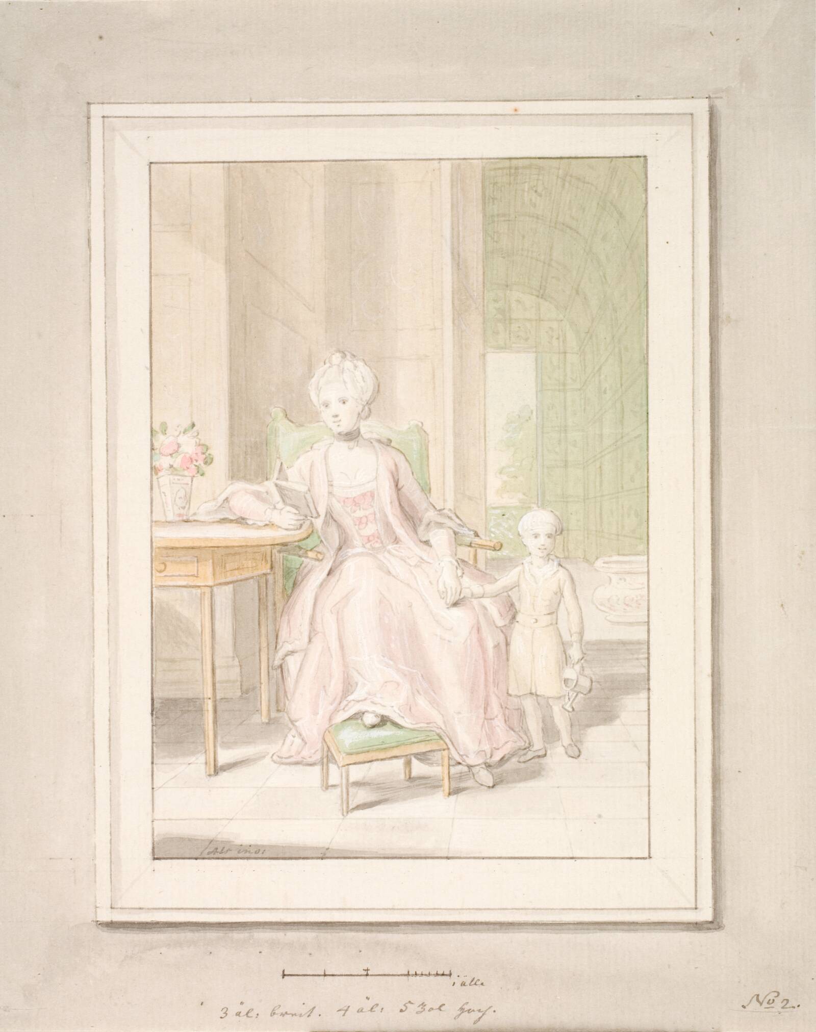 Dronning Caroline Mathilde med kronprins Frederik., Peder Als, 1771