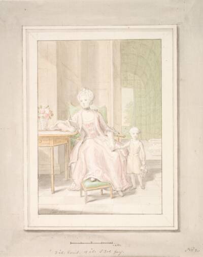 Dronning Caroline Mathilde med kronprins Frederik.