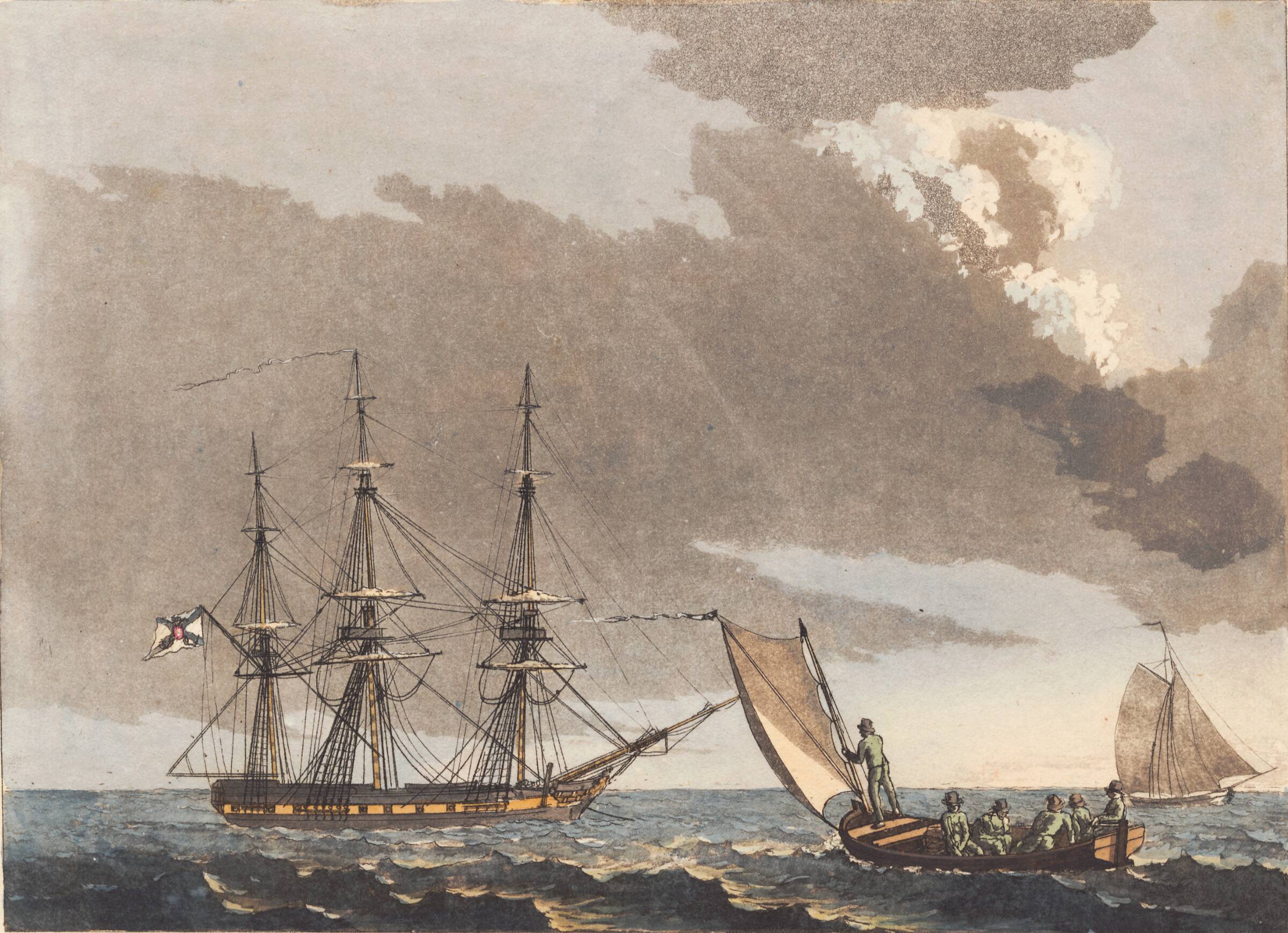 En russisk fregat til ankers, Niels Truslew, 1805