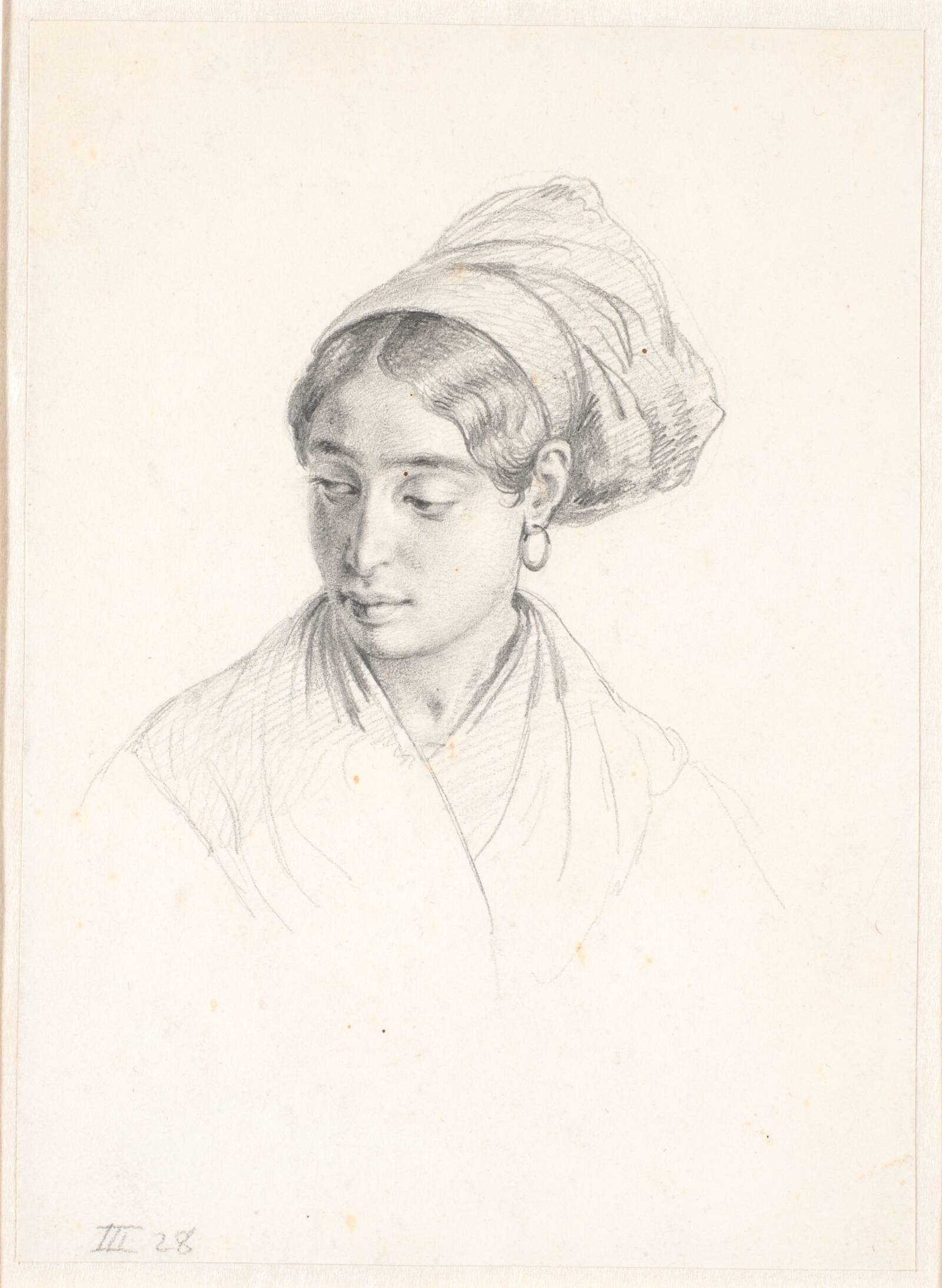 Hoved af italienerinde, Wilhelm Marstrand, 1838