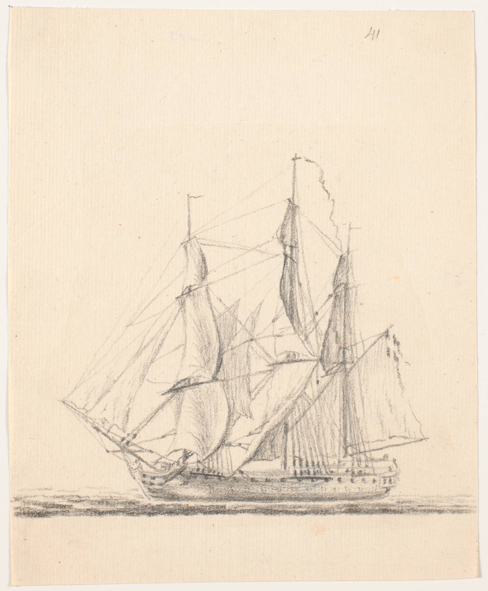 Marineskib for fulde sejl, C.A. Lorentzen, 1746-1828