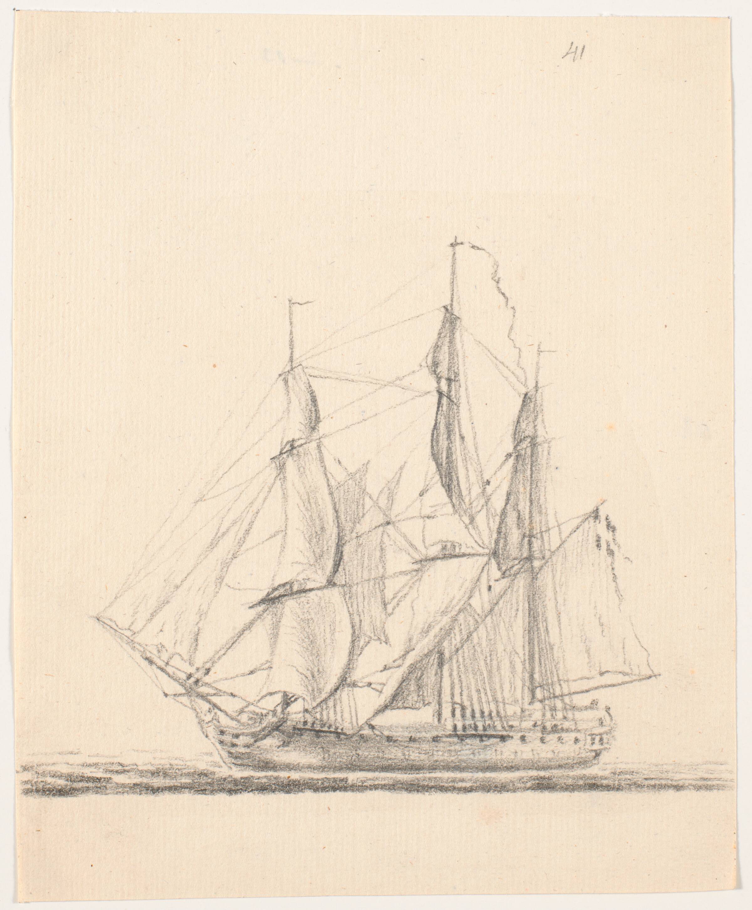 Marineskib for fulde sejl, C.A. Lorentzen, 1746-1828