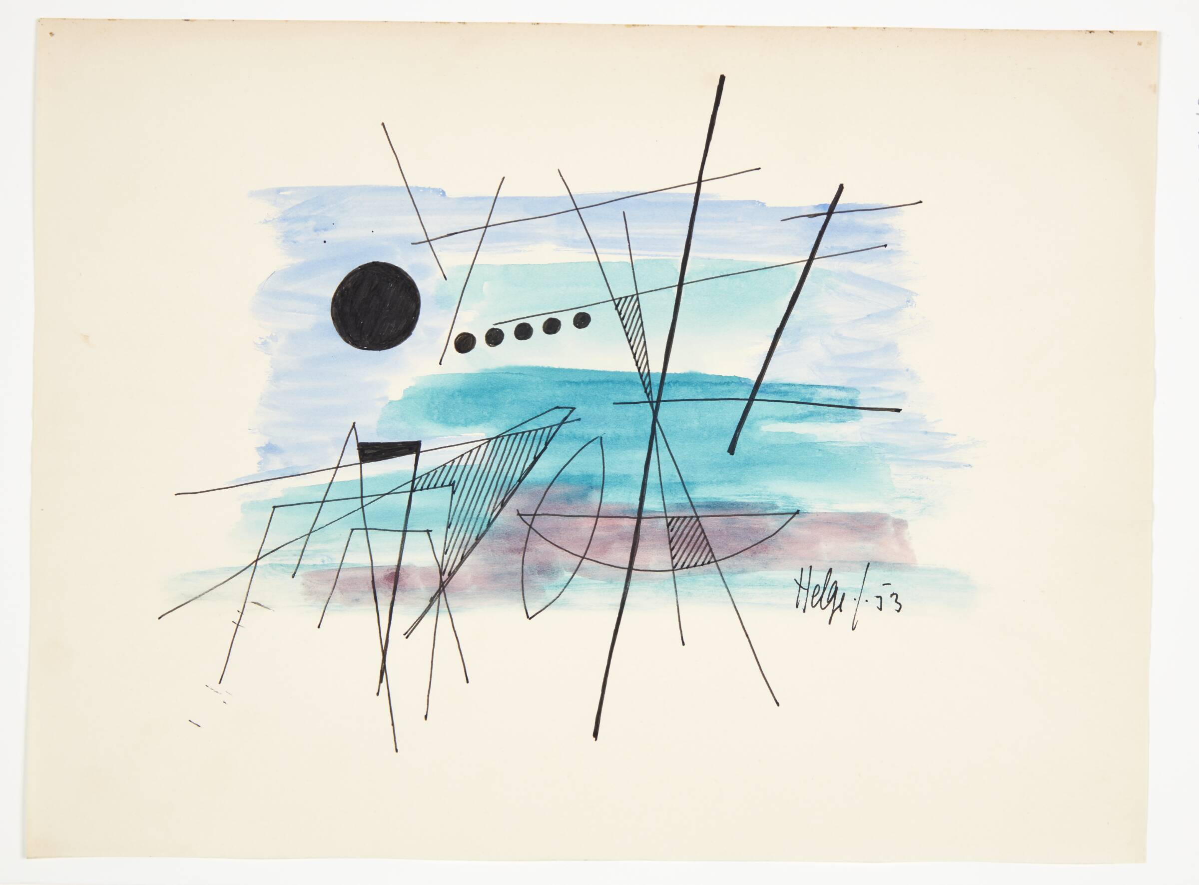 Abstrakt komposition, Helge Jacobsen, 1953