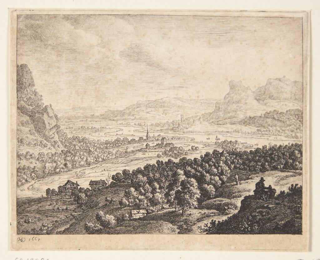 Flod i et bjergrigt landskab, Herman Saftleven, 1667