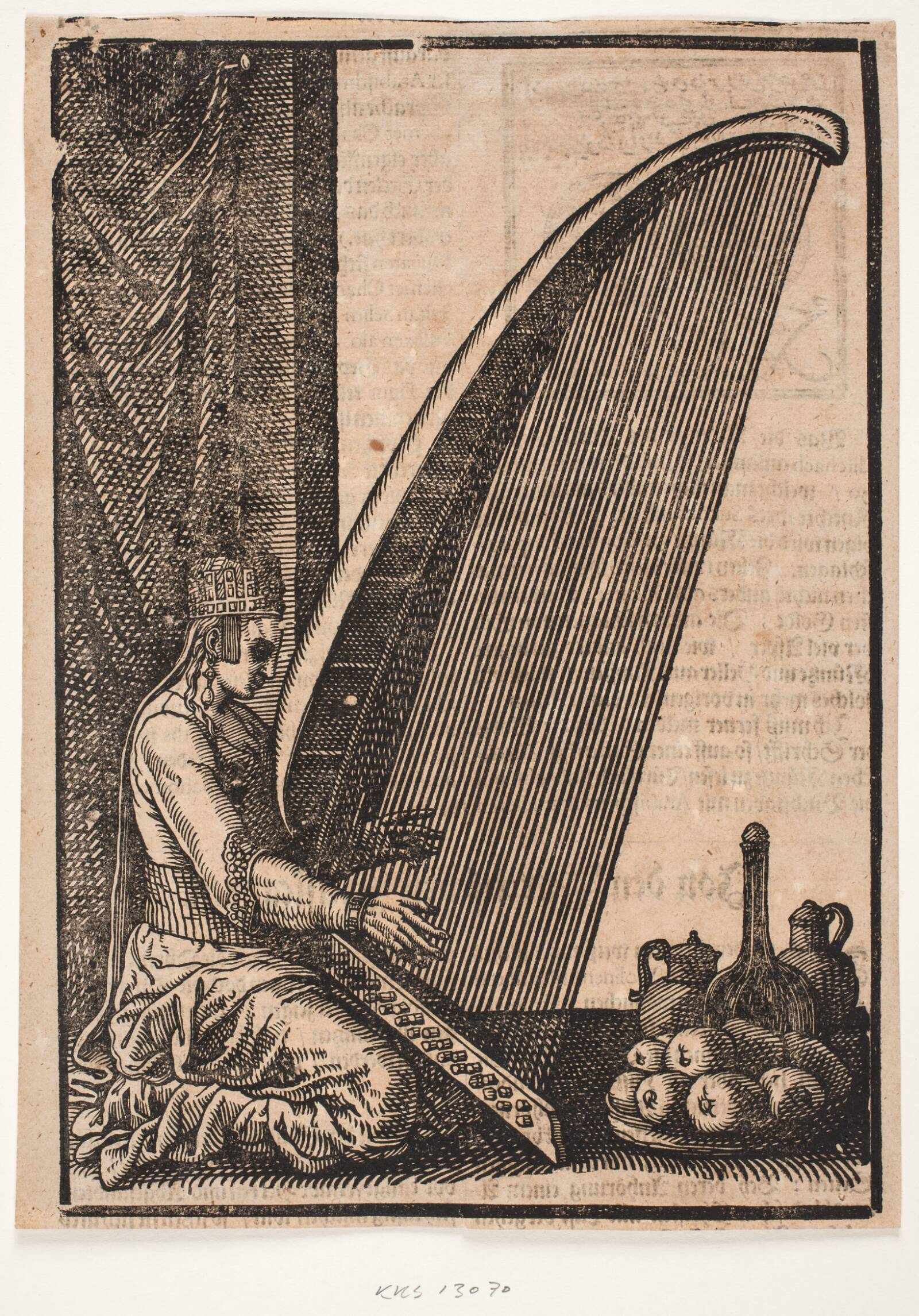 En harpespillerske, Melchior Lorck, 1583-1563