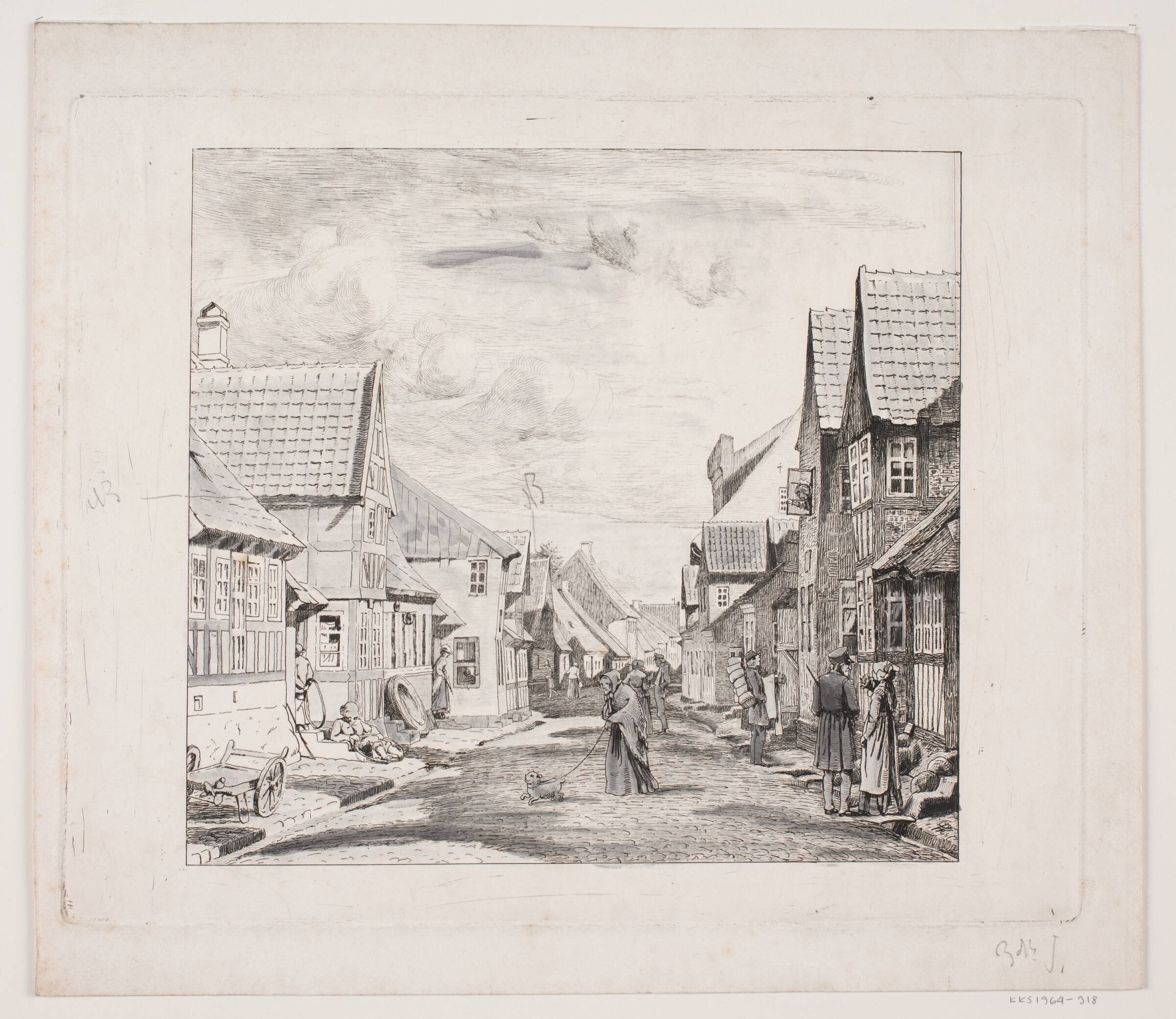 En købstadsgade, Pietro Købke Krohn, 1840-1905