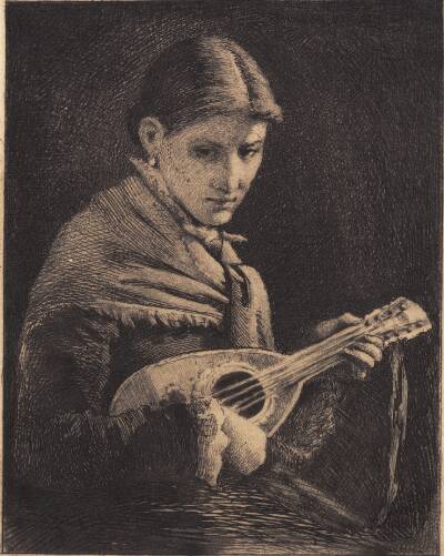 Ung pige med mandolin