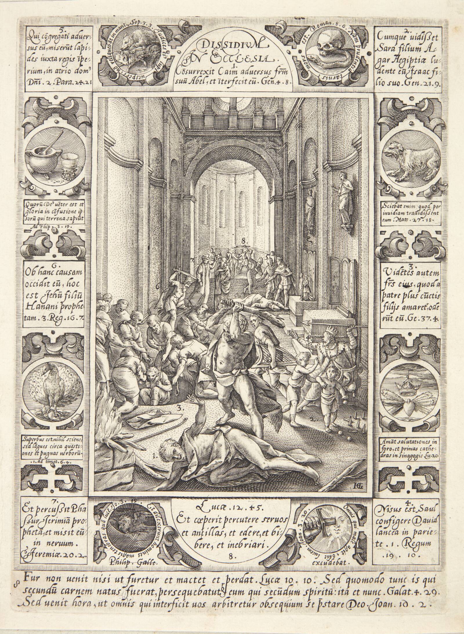 Uenighed i kirken, Hendrick Goltzius, 1578