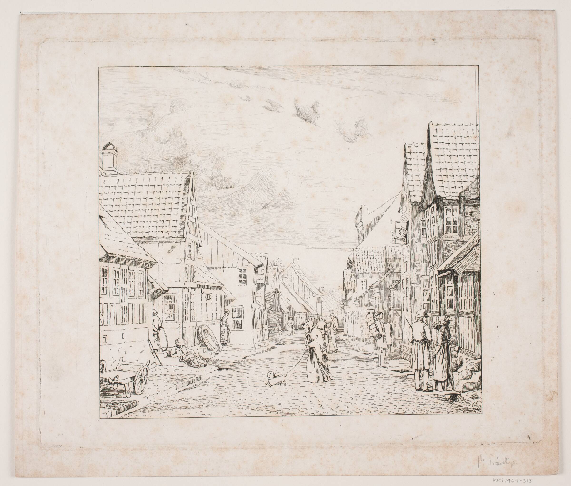 En købstadsgade, Pietro Købke Krohn, 1840-1905
