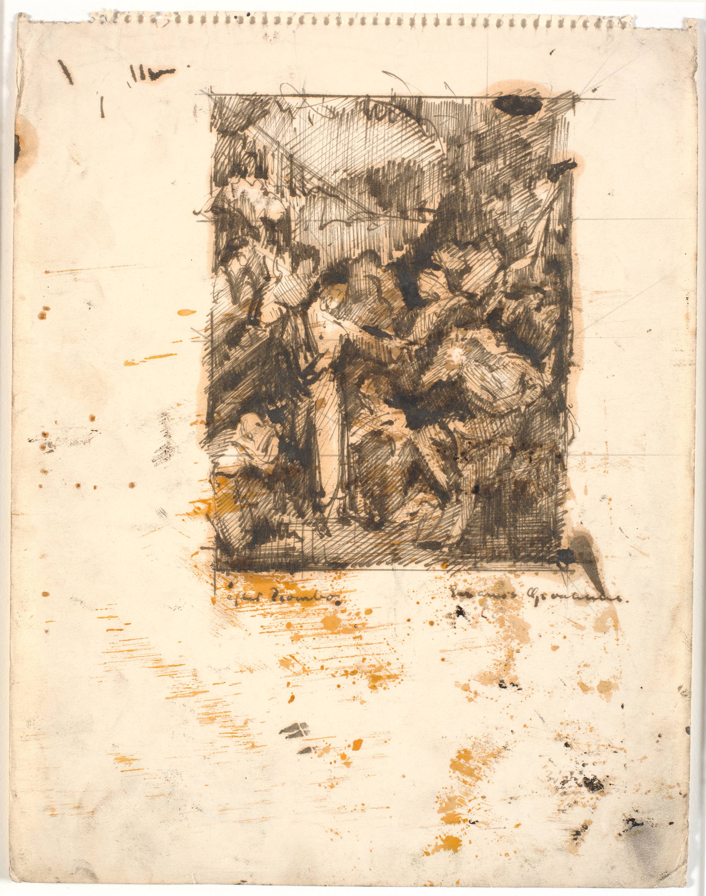 Kopi efter maleri af Sebastian del Piombo: Lazarius opvækkelse. (National Gallery, London)., Helge Bertram, 1850-1950