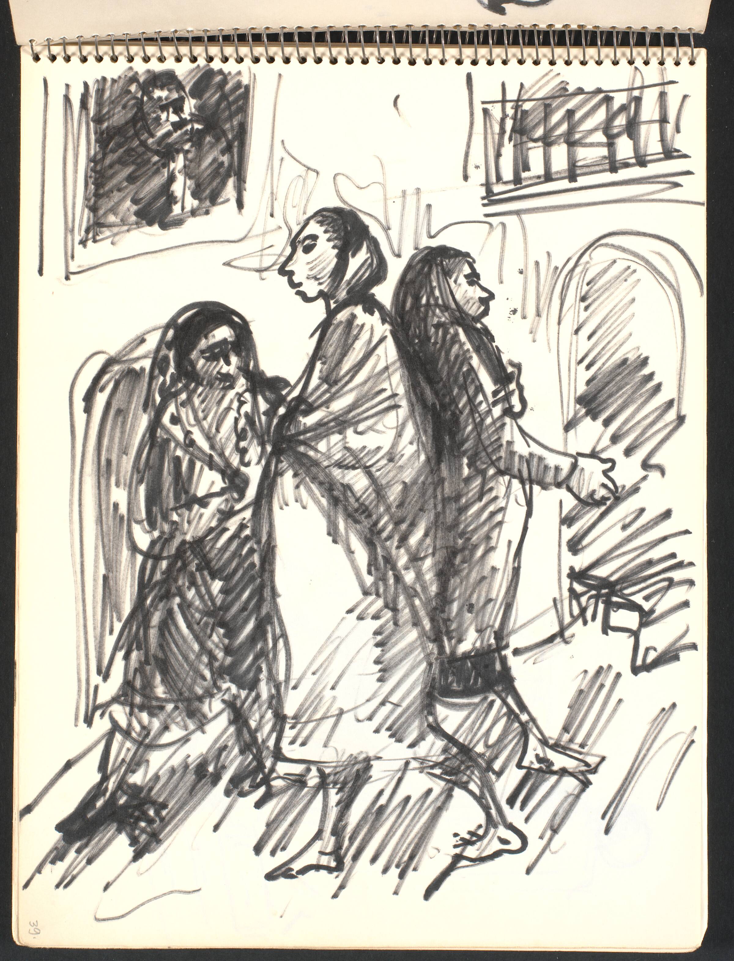 Gadescene med tre kvinder, Gottfred Eickhoff, 1952