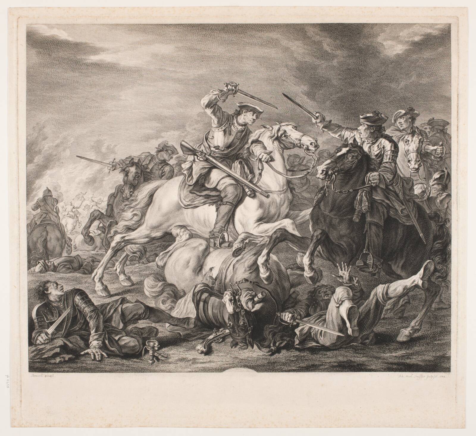 Rytterfægtning, J.M. Preisler, 1742