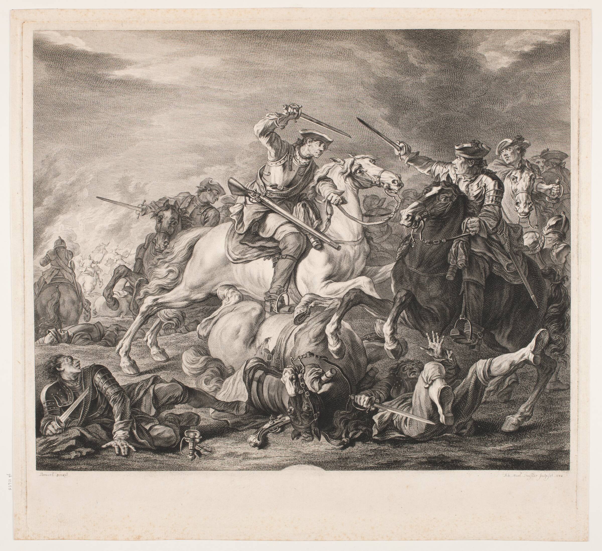Rytterfægtning, J.M. Preisler, 1742