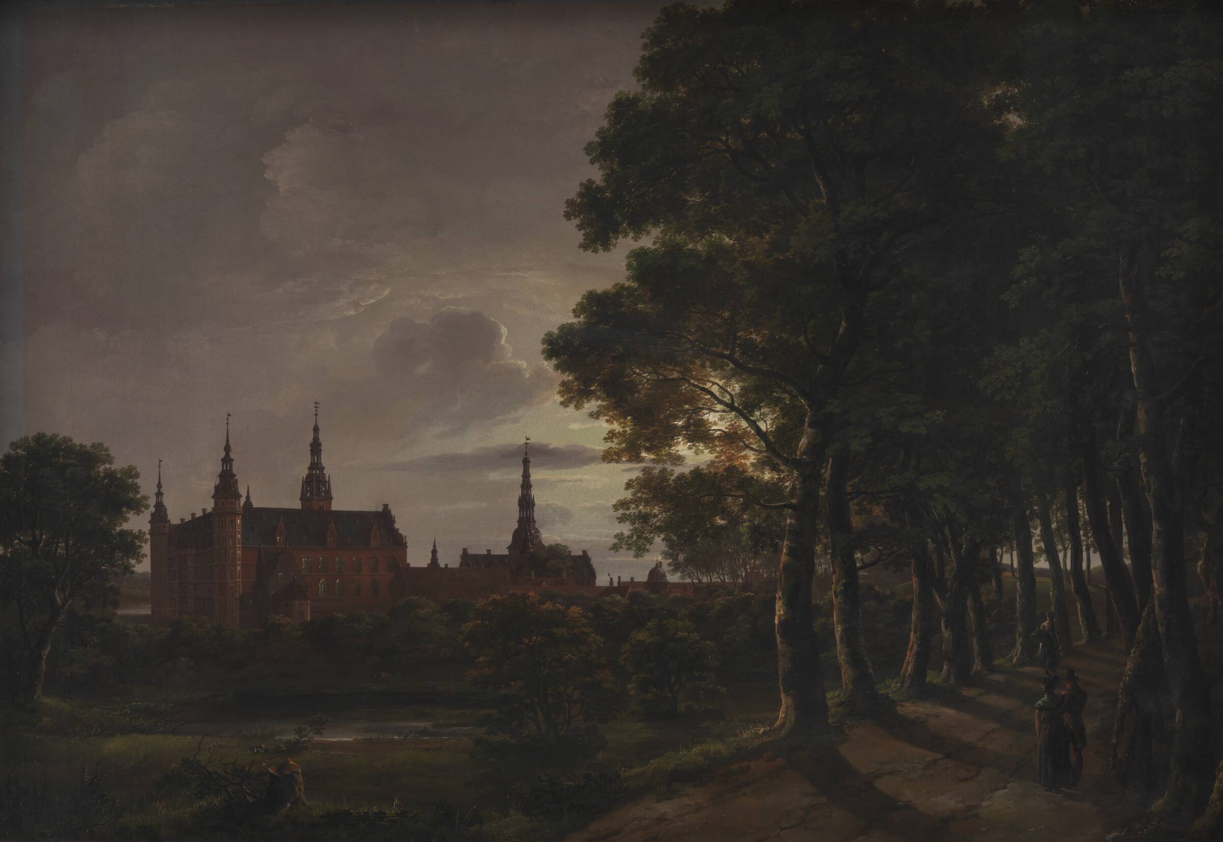 Frederiksborg slot i måneskin, J.C. Dahl, 1817