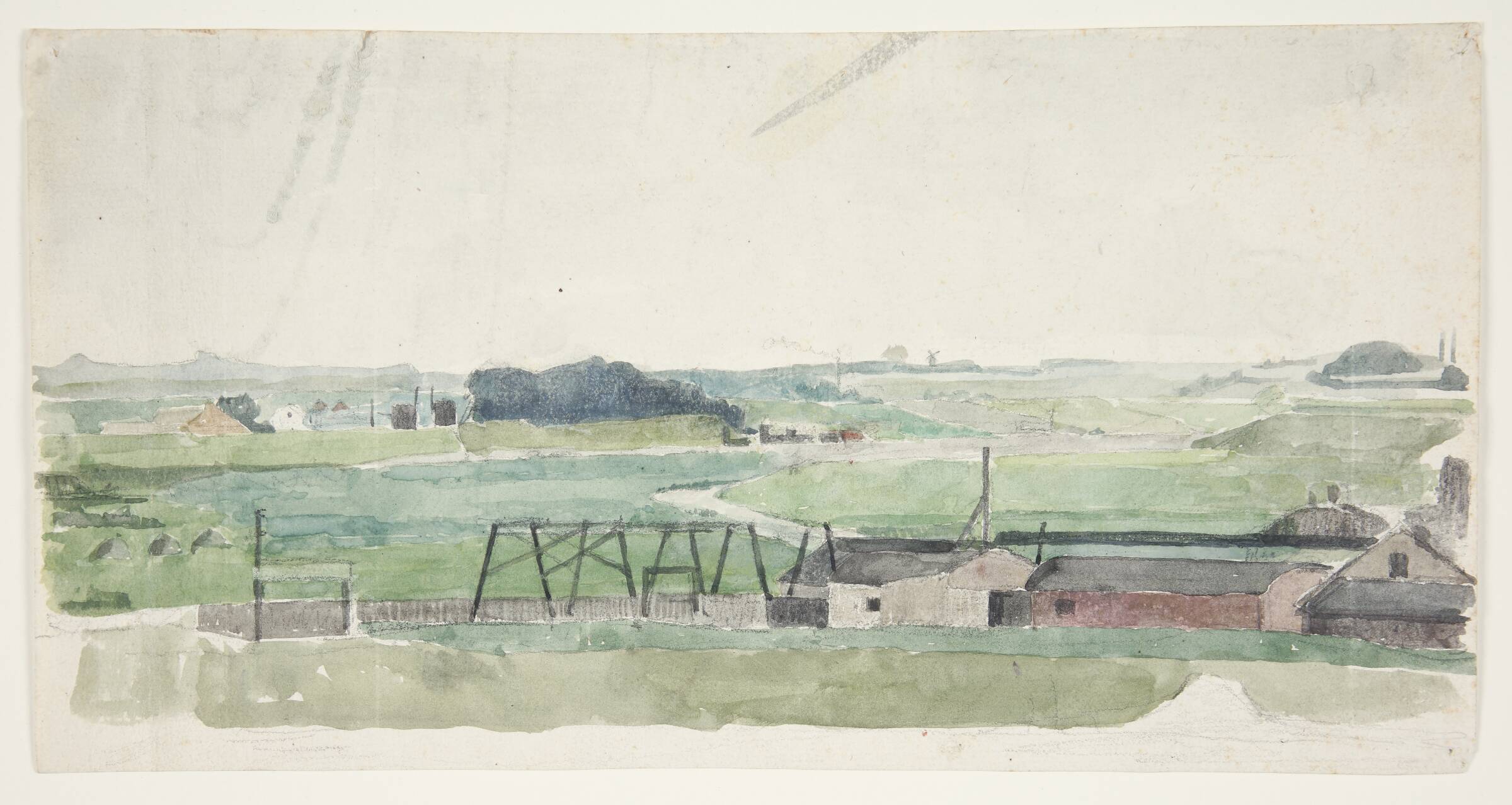 Landskab med fabrik i forgrunden, Agnete Varming, 1924