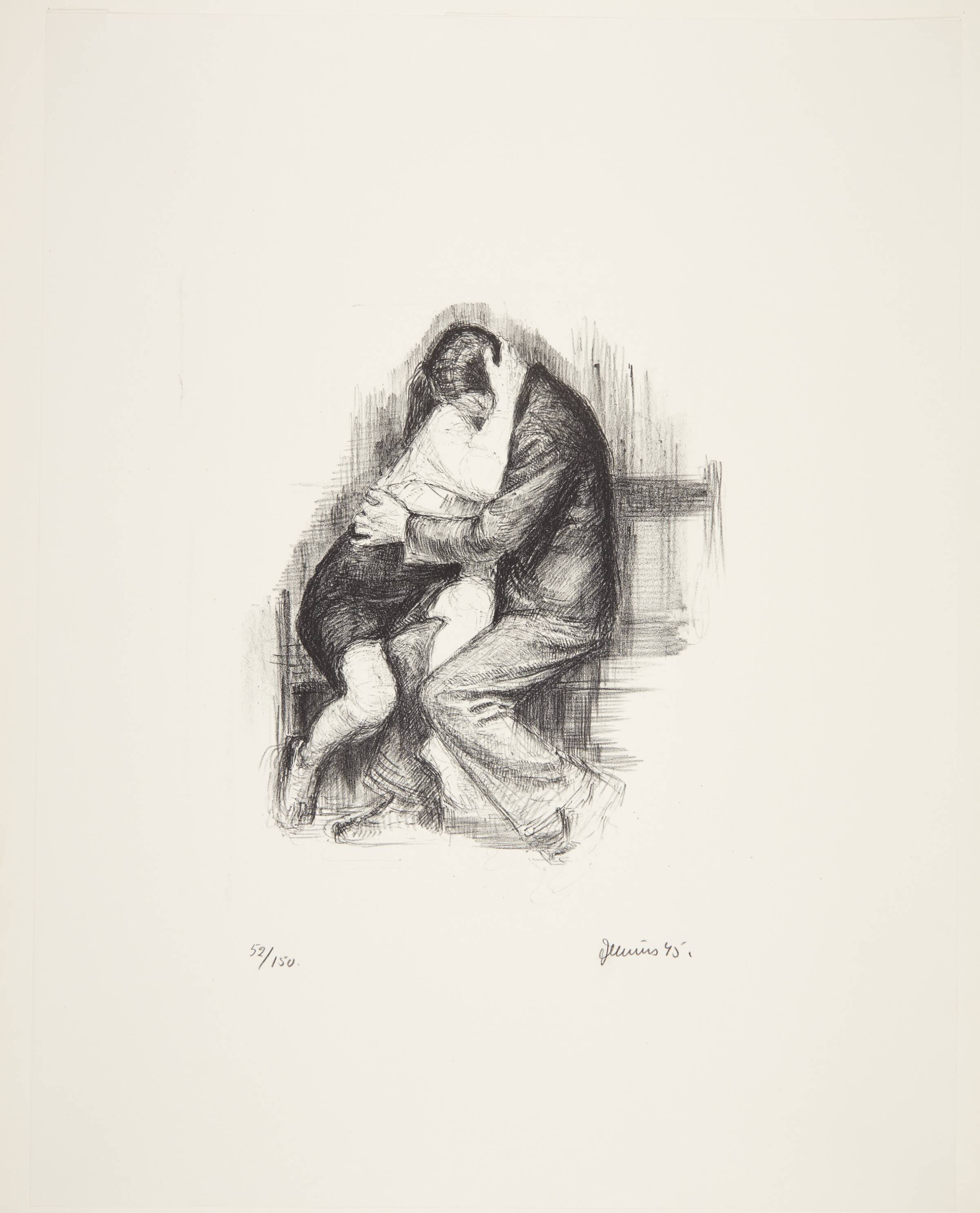 Liggende tiger, tigerhoveder etc. Studieblad, Jane Muus, 1945