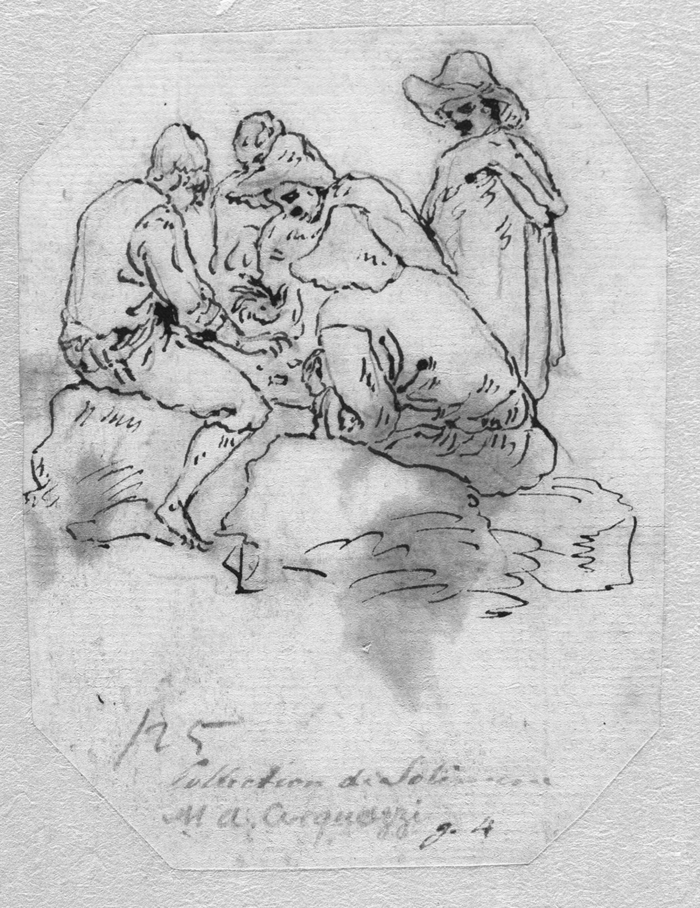 Fem mænd, der spiller terninger, Бранди, Доменико, 1684-1736