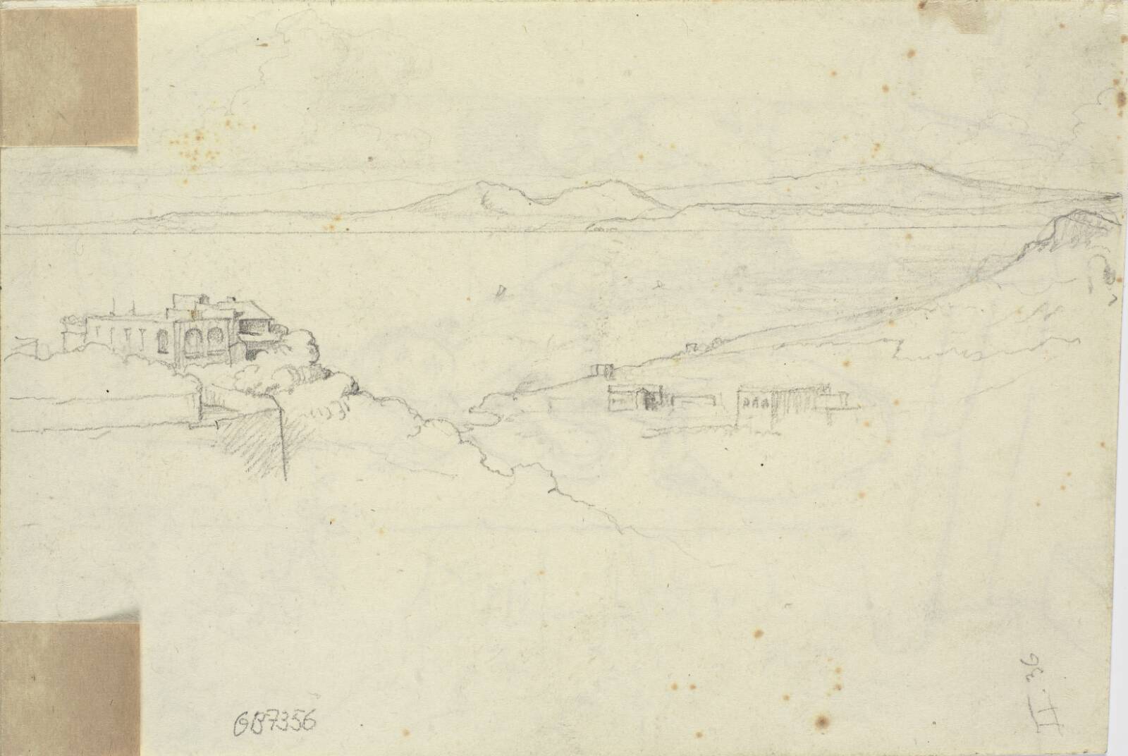 By og bjerge ved en sø, Wilhelm Marstrand, 1810-1873