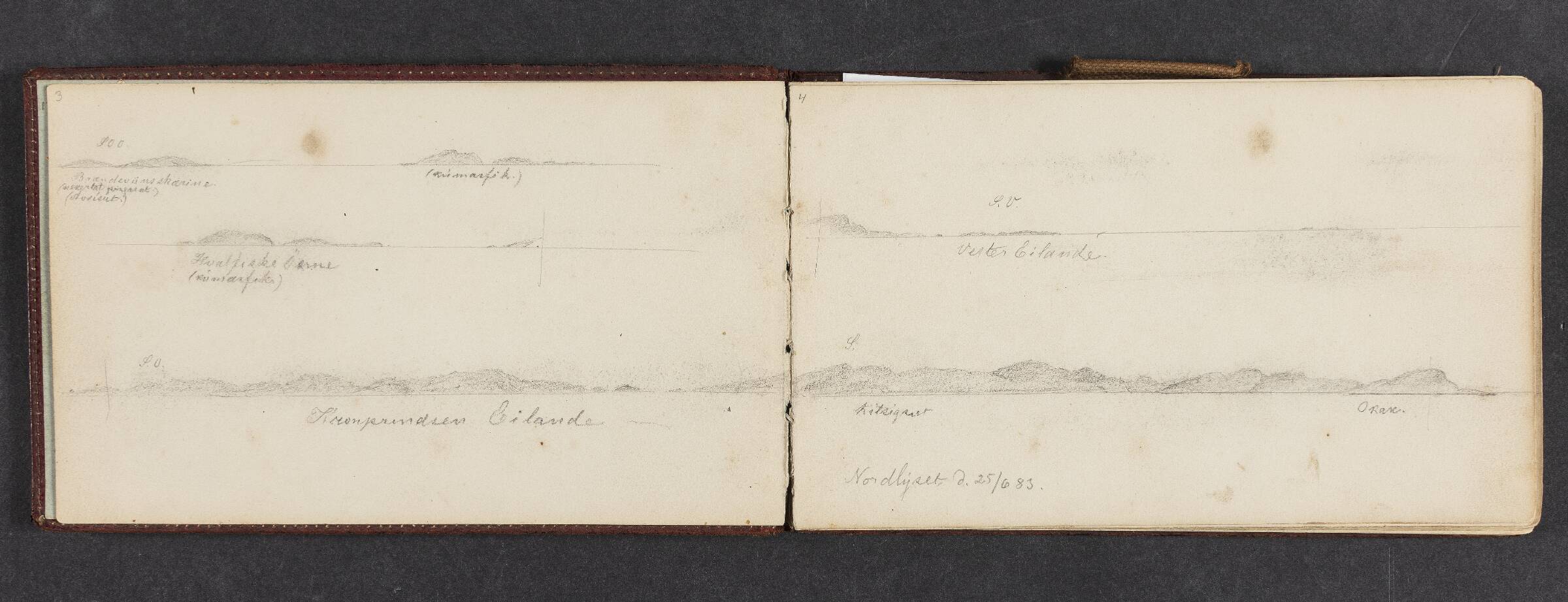 Skitser af kystlinjer. bet. Nordlyset, Lars Møller, 1883