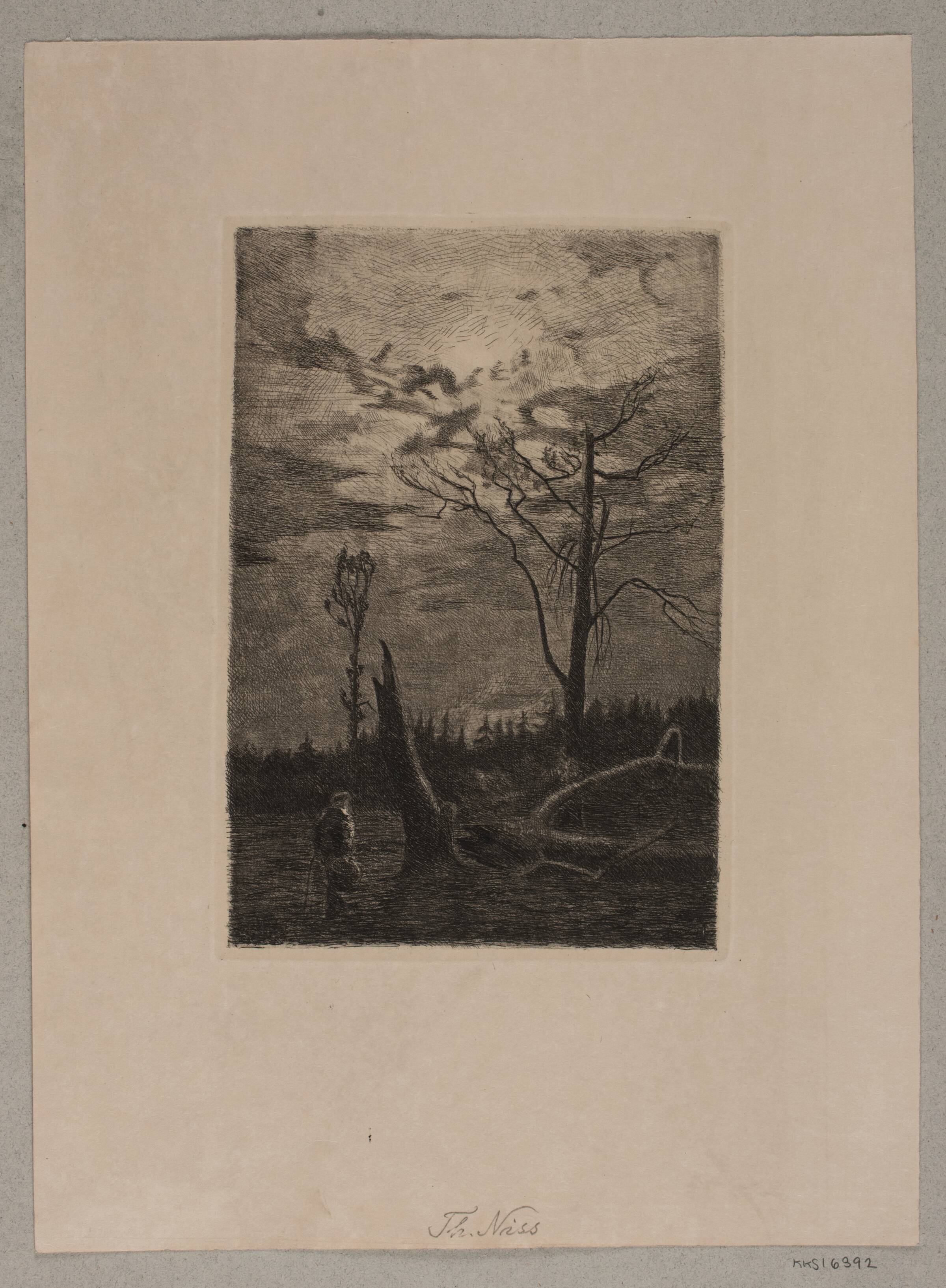 Skovrydning. Aften, Thorvald Niss, 1842-1905