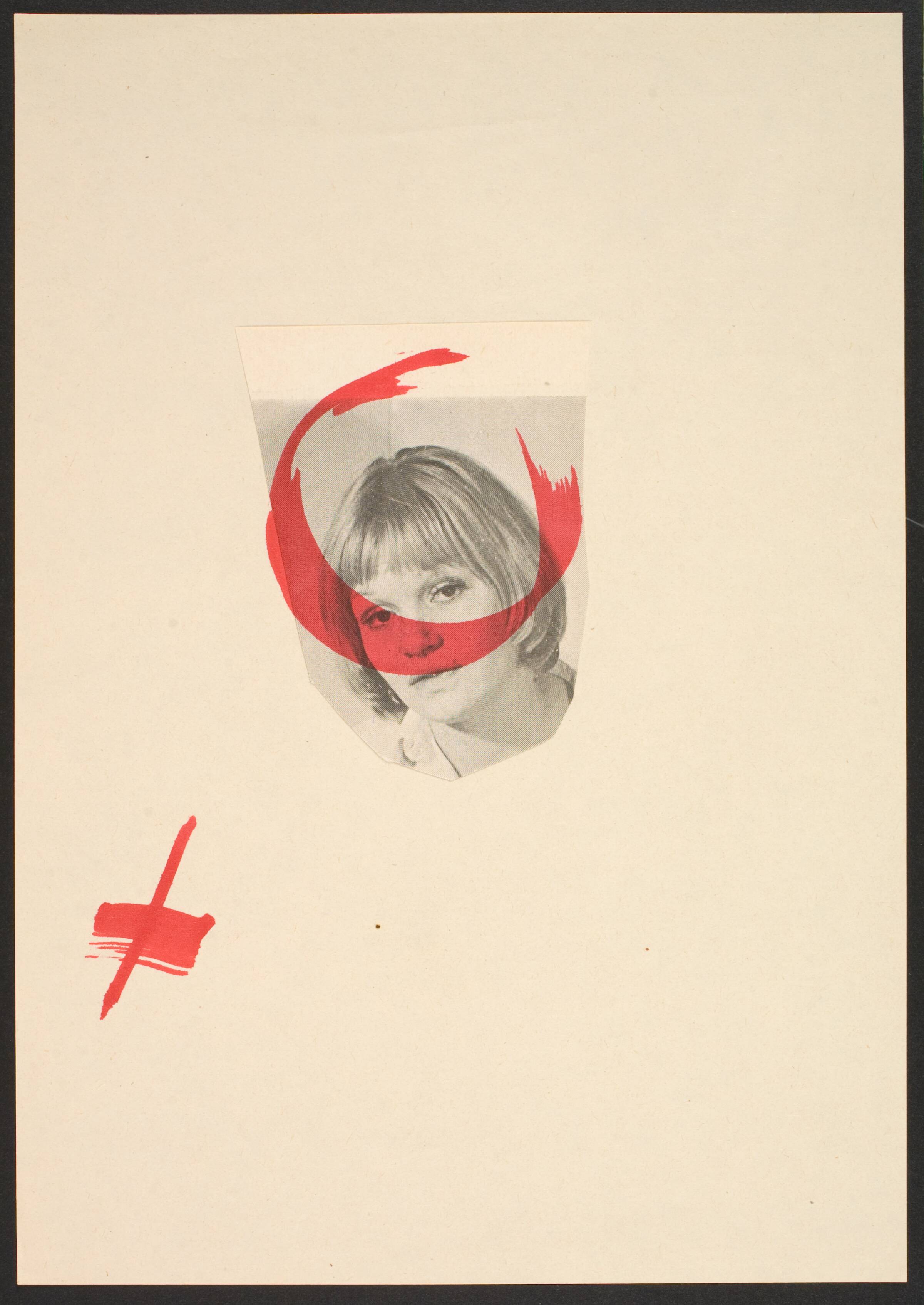 Udklip på papir med kvindetegnet, Lene Adler Petersen, 1974